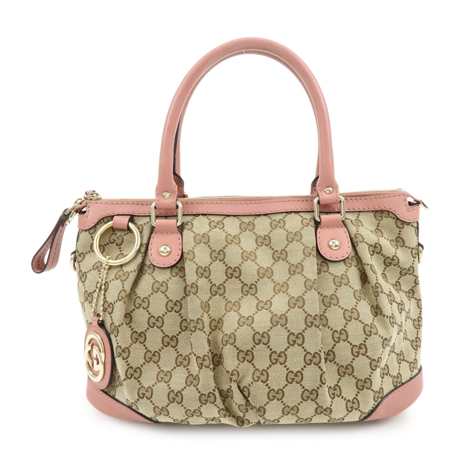 GUCCI Sukey GG Canvas Leather 2Way  Shoulder Bag Pink 247902