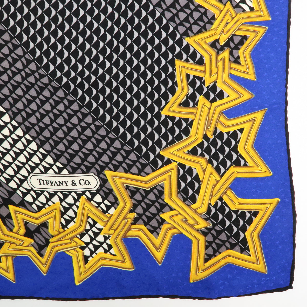 Tiffany & Co Lot of 2 Silk 100% Scarf Ribbon Star Motif Black Pink Blue