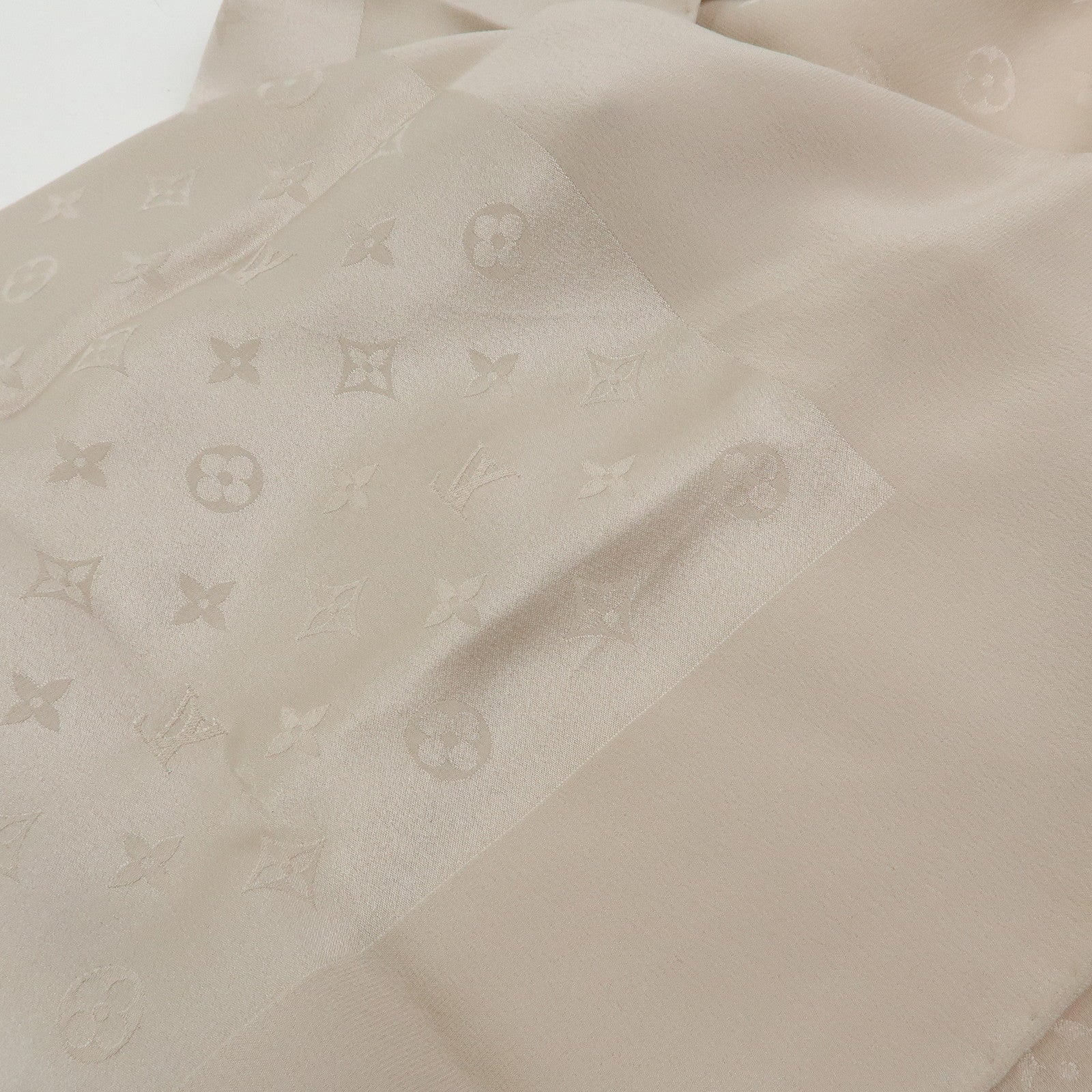 Louis Vuitton Monogram Silk 100% Scarf Shawl Beige