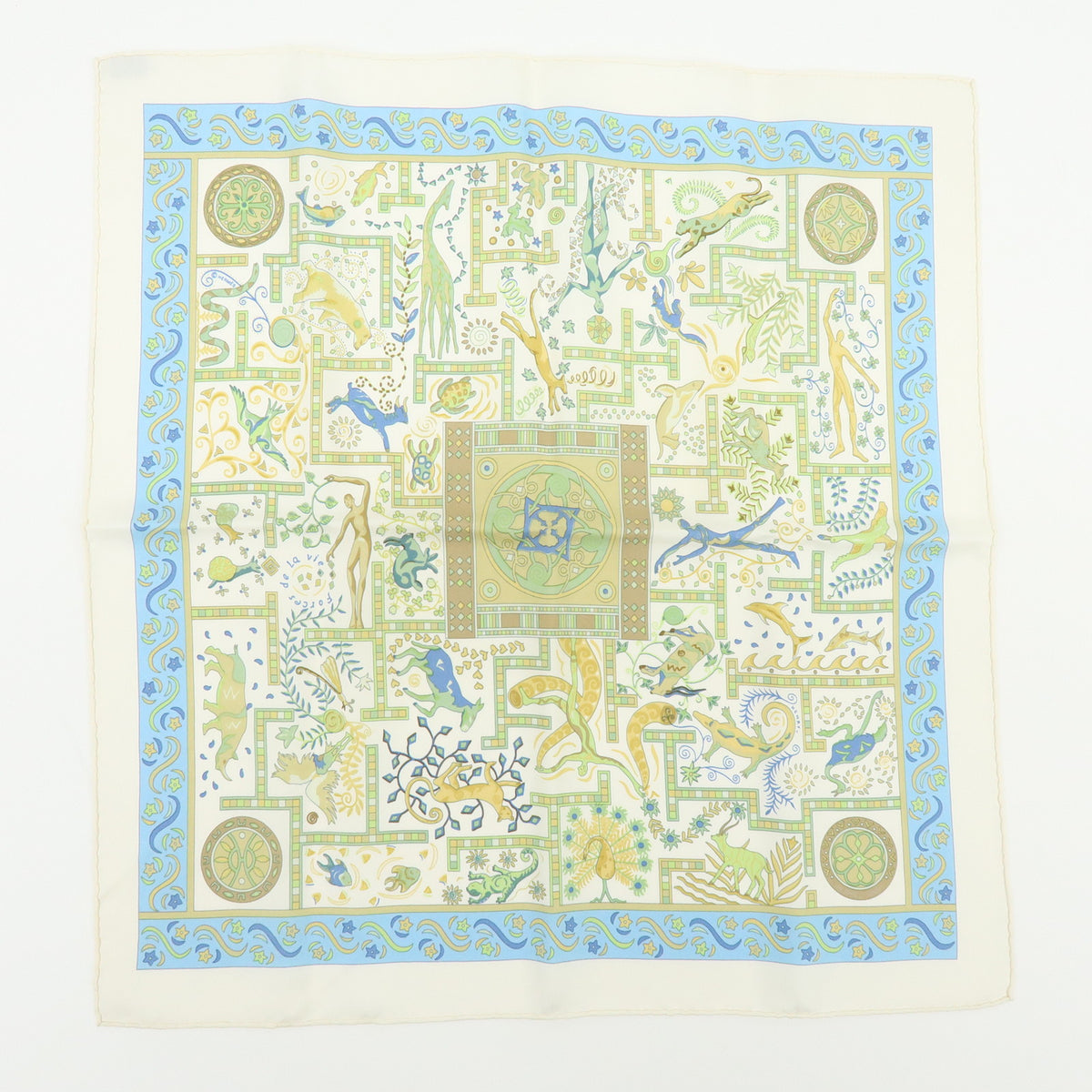 HERMES Lot of 2 Carre 45 Silk 100% Scarf TOURNE SOLS FORCES DE LA VIE