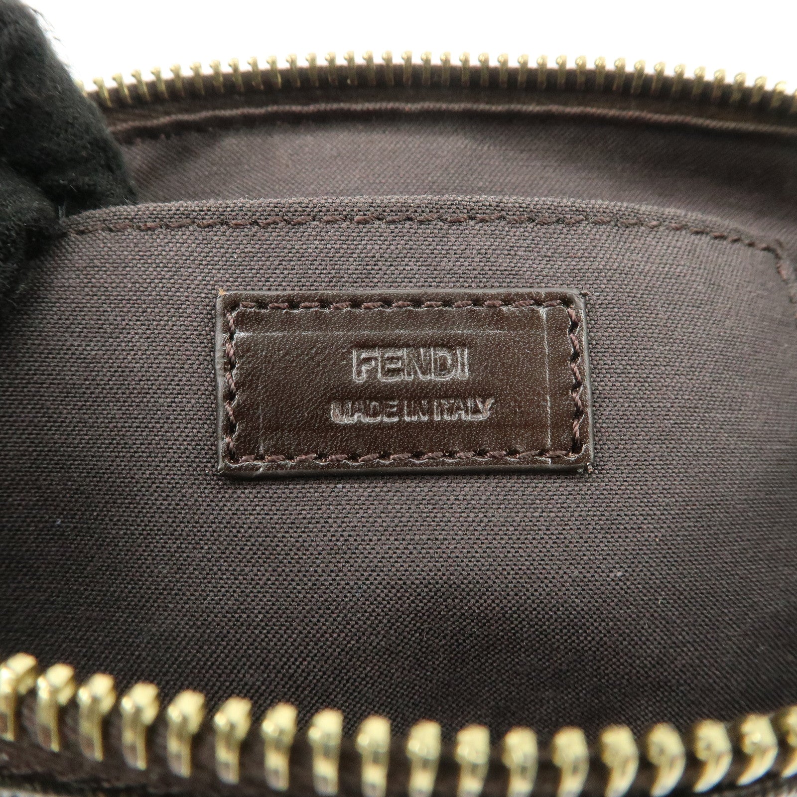 FENDI Zucca PVC Leather Chain Accessory Pouch Hand Bag Brown 8M0264 Used