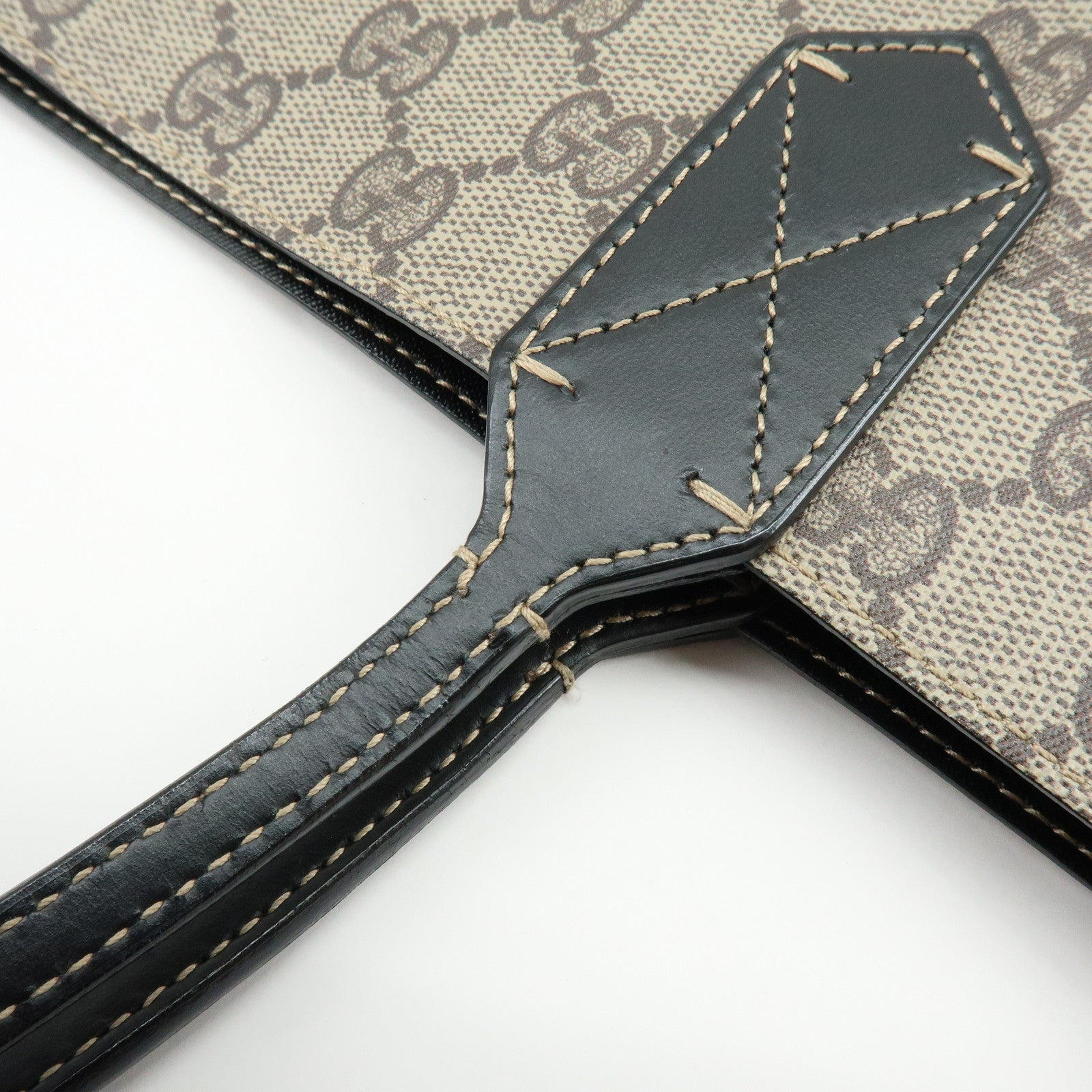 GUCCI GG Supreme Leather Reversible Tote Bag Hand Bag Beige 372618