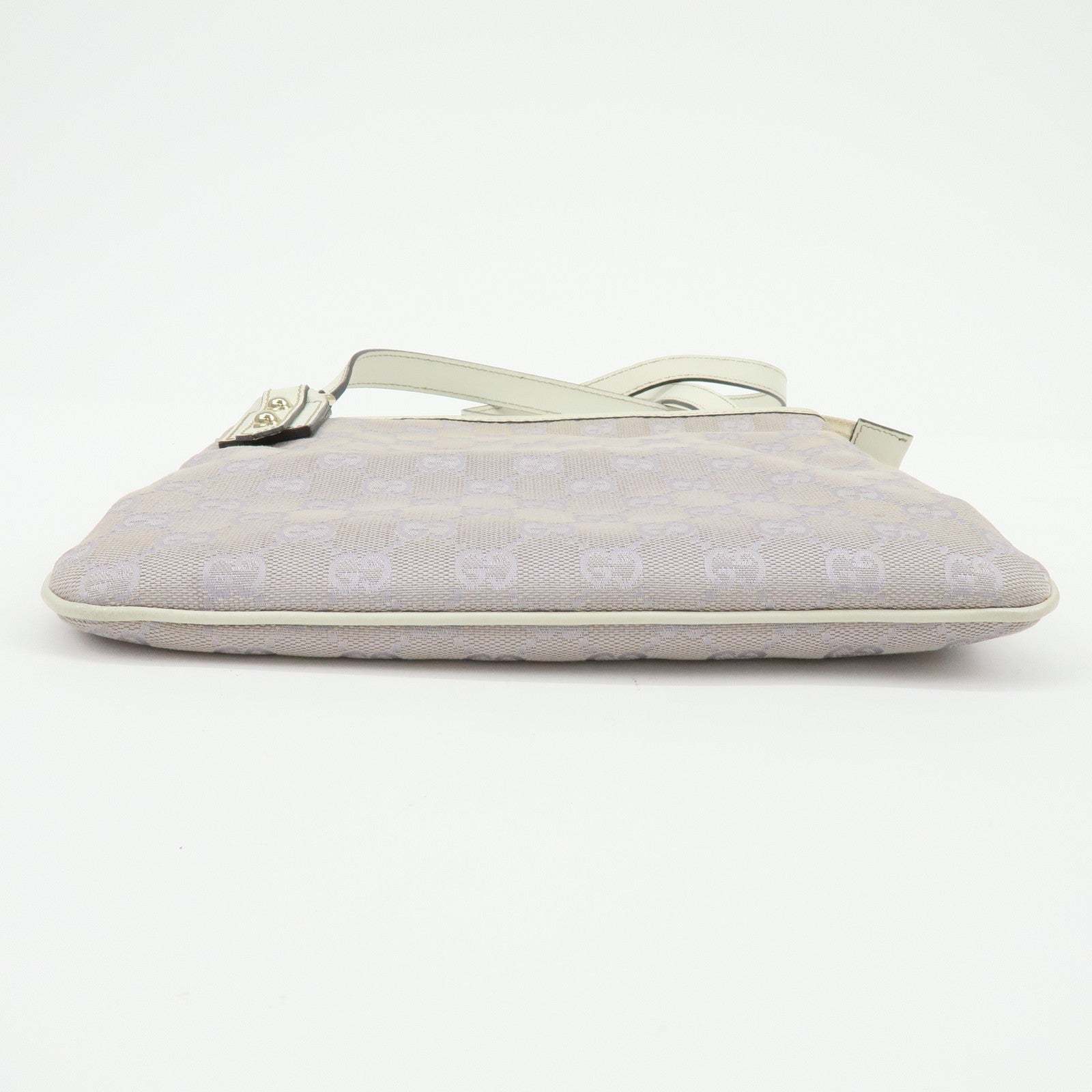 GUCCI GG Canvas Leather Shoulder Bag Light Purple White 257246