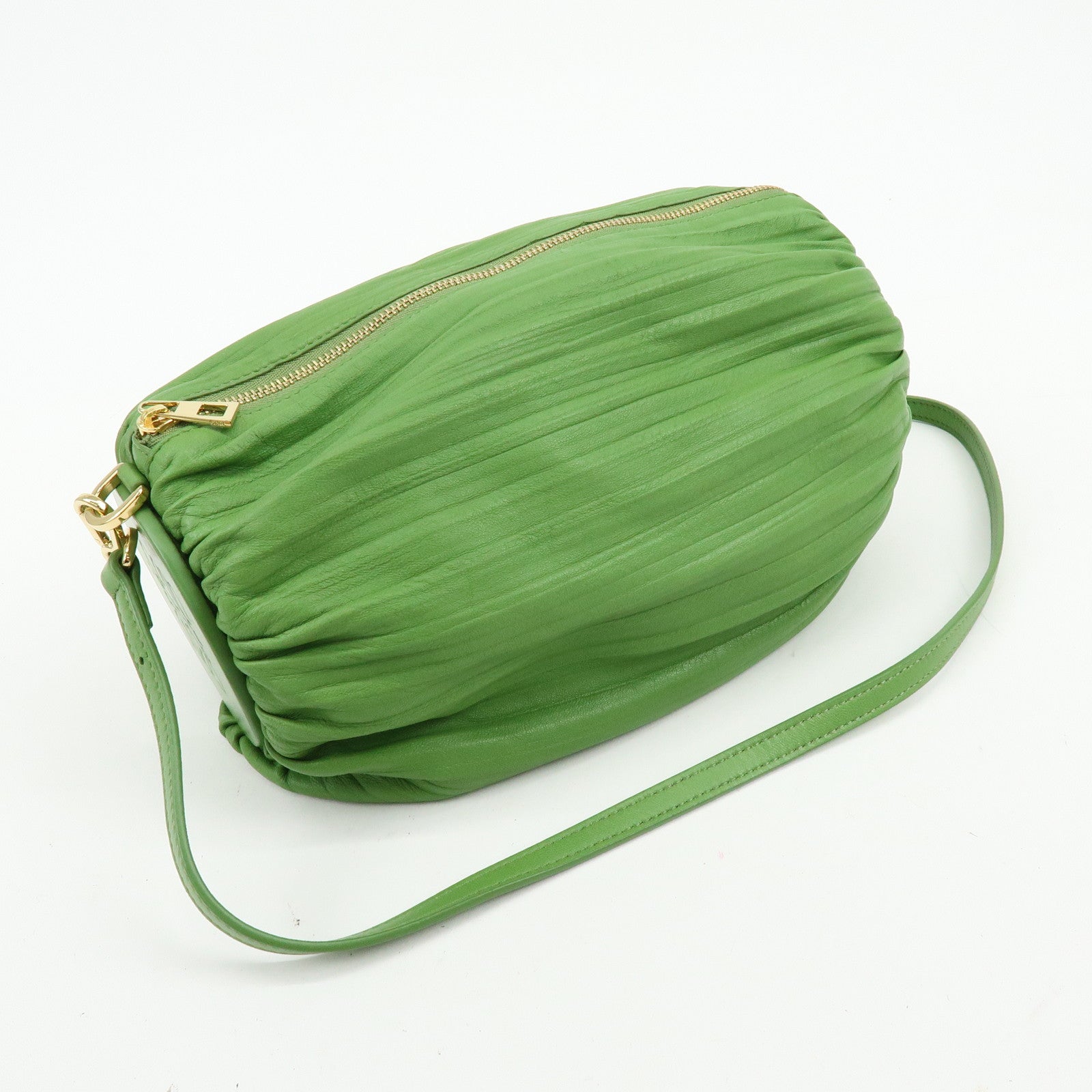 LOEWE Anagram Nappa Leather Shoulder Bag Bracelet Pouch Green