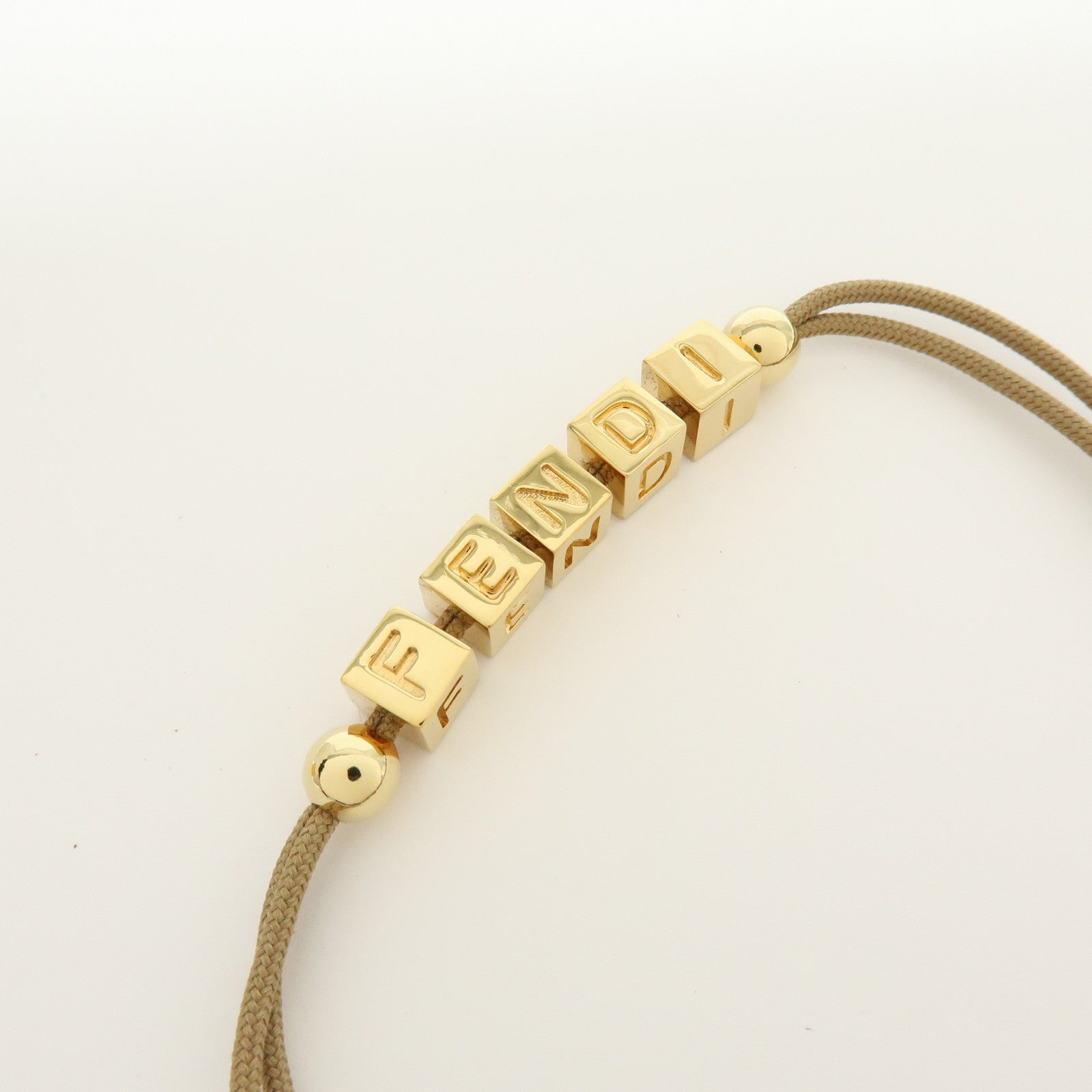 FENDI Logo Cube Graffiti Metal Bracelet Gold Brown