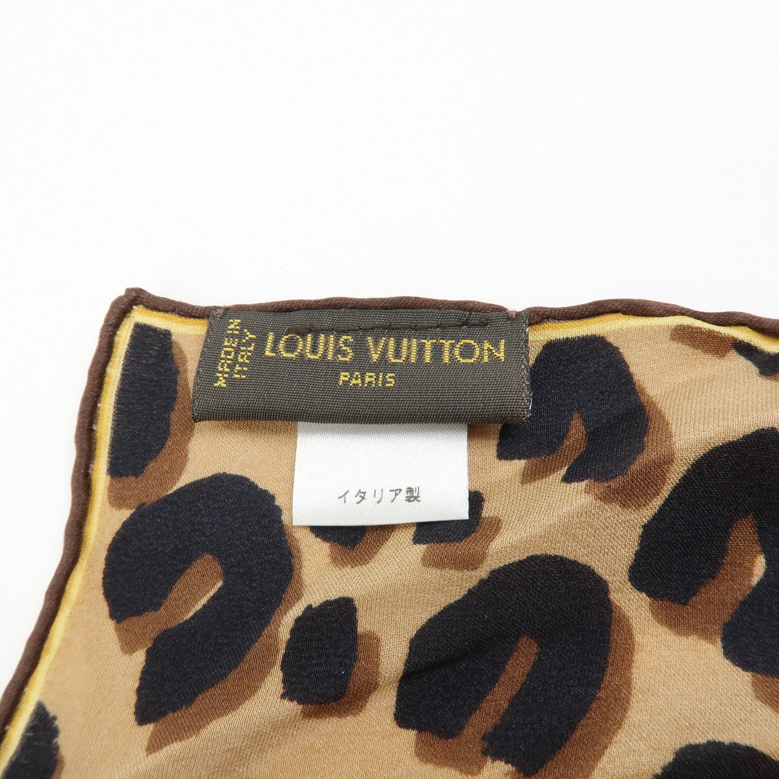 Louis Vuitton Monogram Silk 100% Scarf Shawl Leopard Pattern Brown