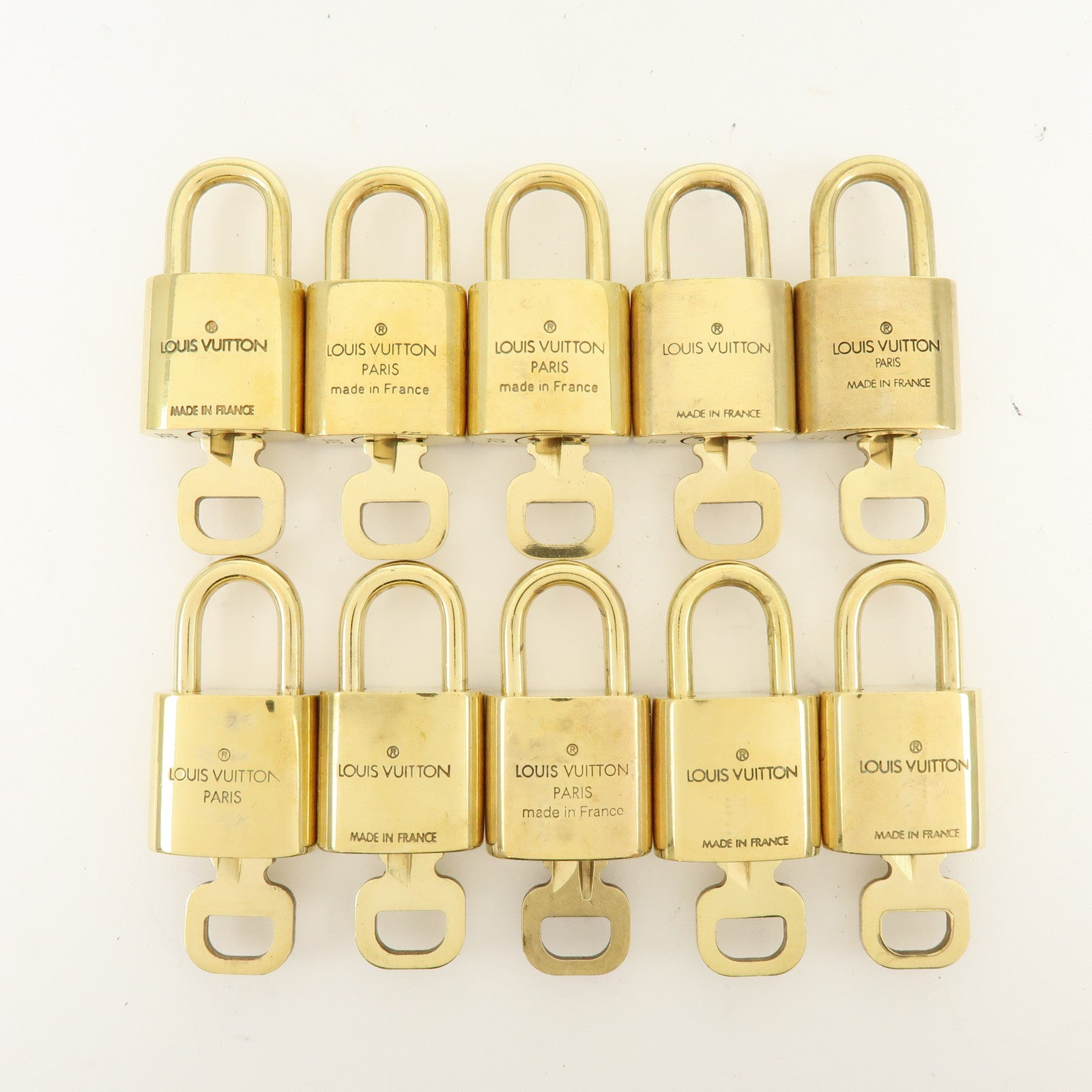 Louis Vuitton Lot of 10 Metal Lock & Key Cadena Key Lock Gold