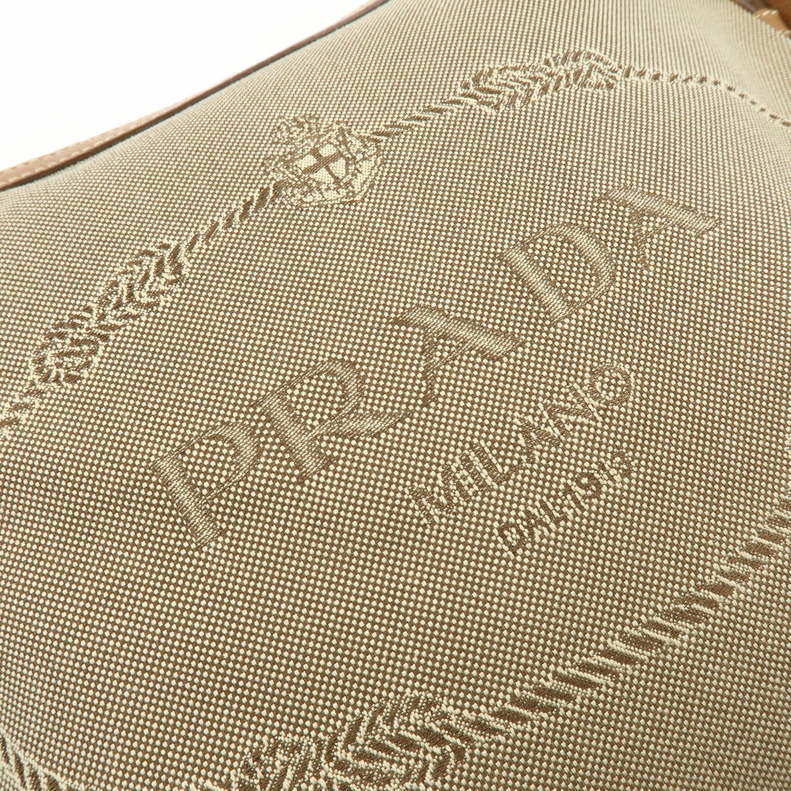 PRADA Logo Jacquard Canvas Leather Shoulder Bag Crossbody Bag Brown