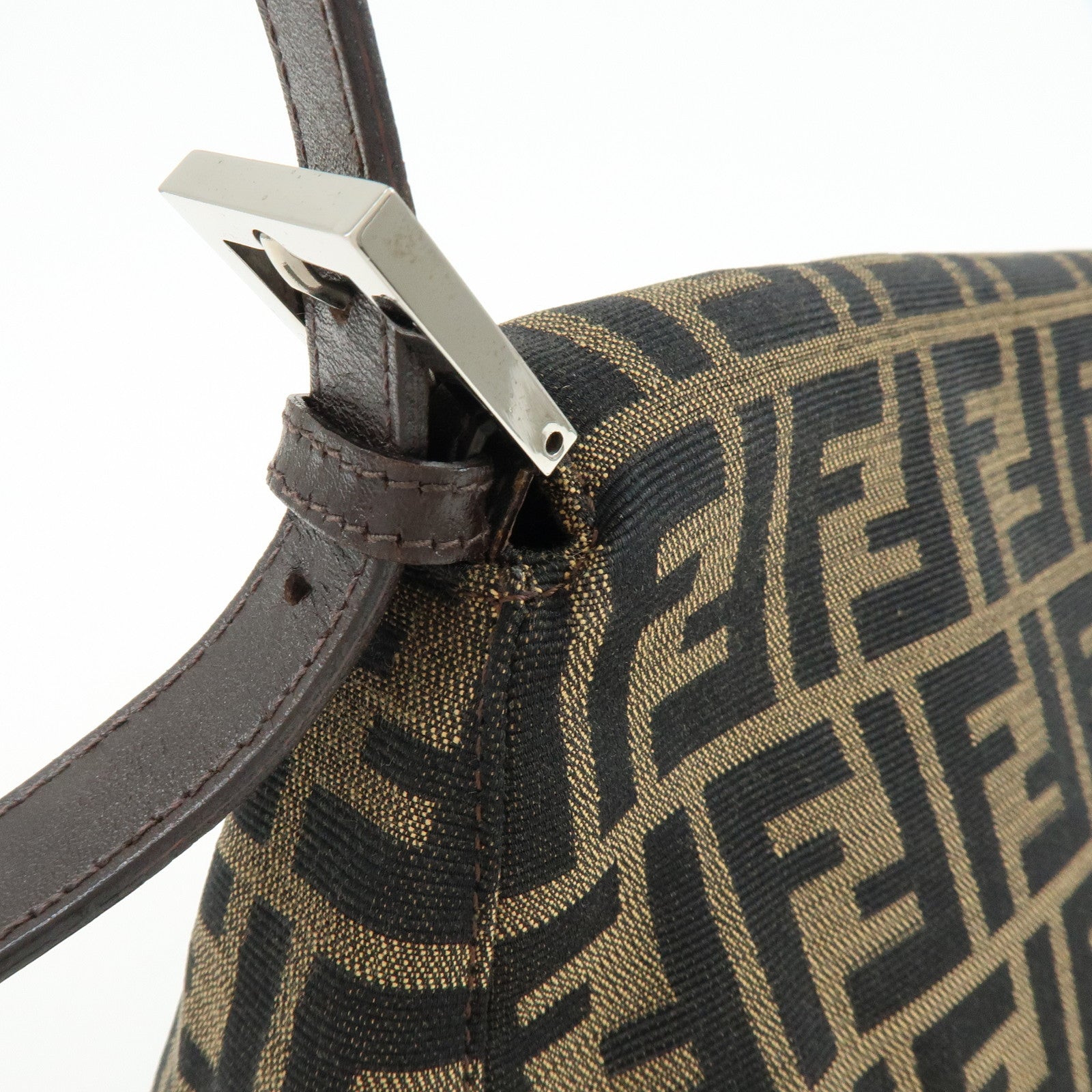 FENDI Mamma Baguette Canvas Leather Shoulder Hand Bag Brown 17132642