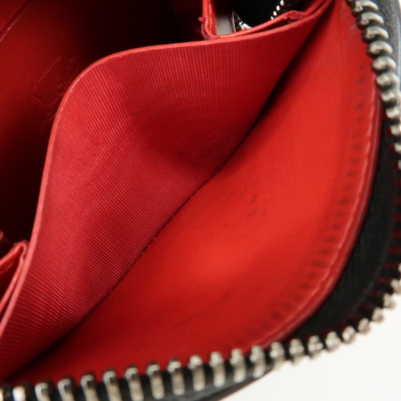 Christian Louboutin Leather Coin Case Coin Purse Studs Beige Black