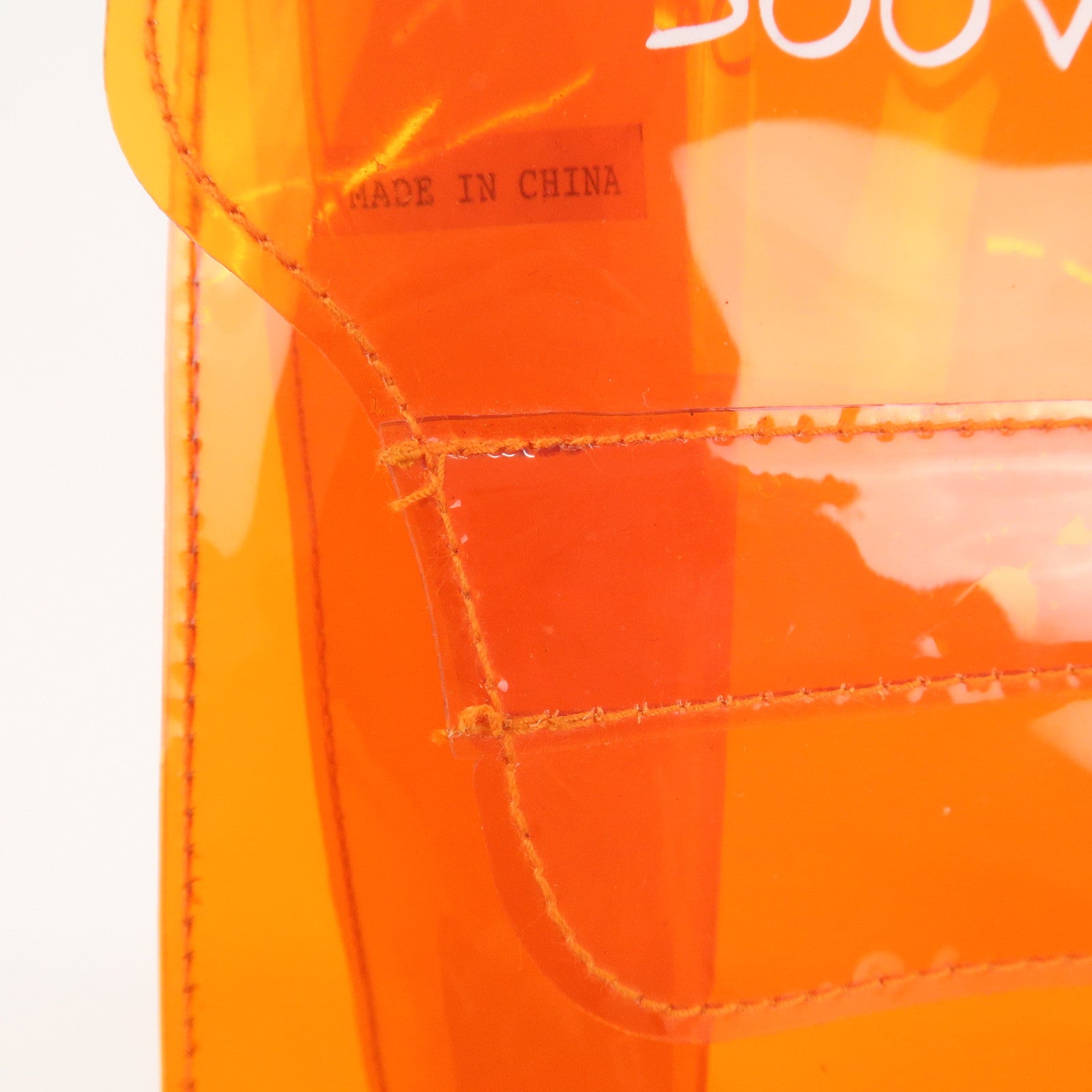 HERMES Vinyl Kelly Hand Bag Clear Orange Gold Hardware Used