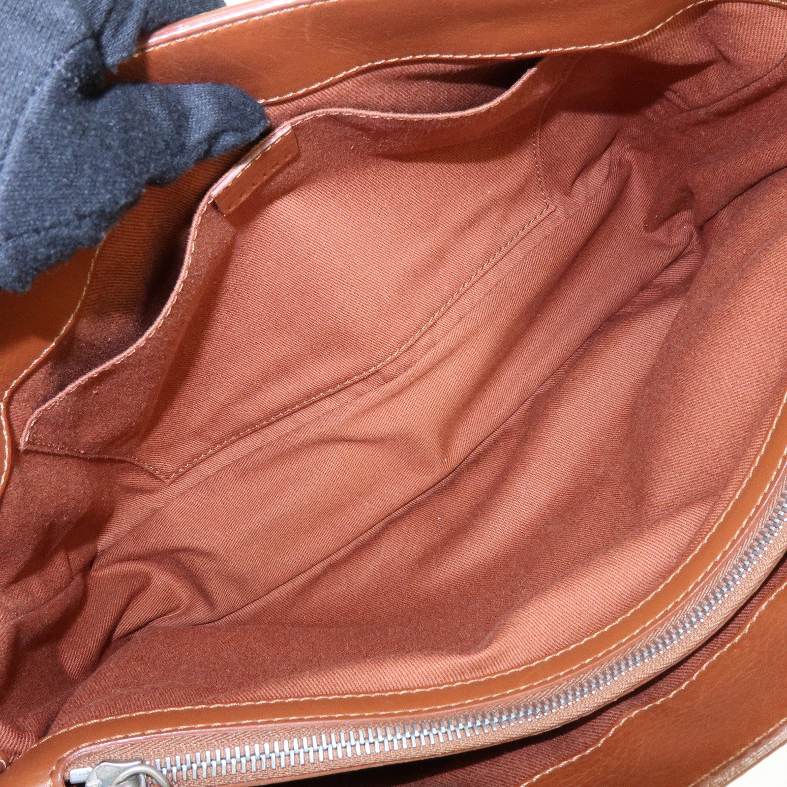 CELINE Boogie Bag Leather Hand Bag Tote Bag Brown