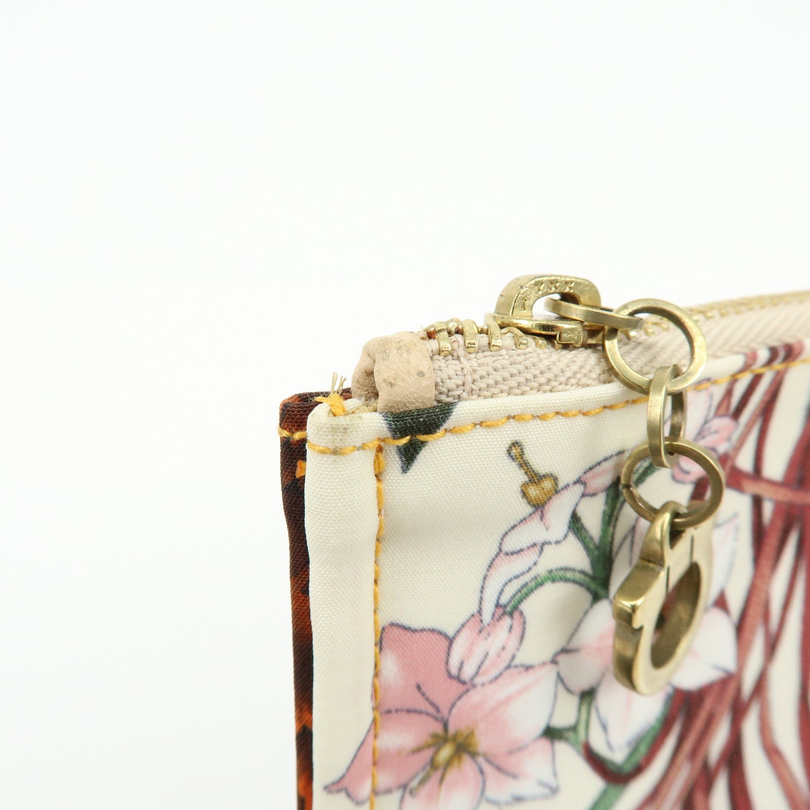Ferragamo Gancini Nylon Leopard Flat Pouch Beige Pink