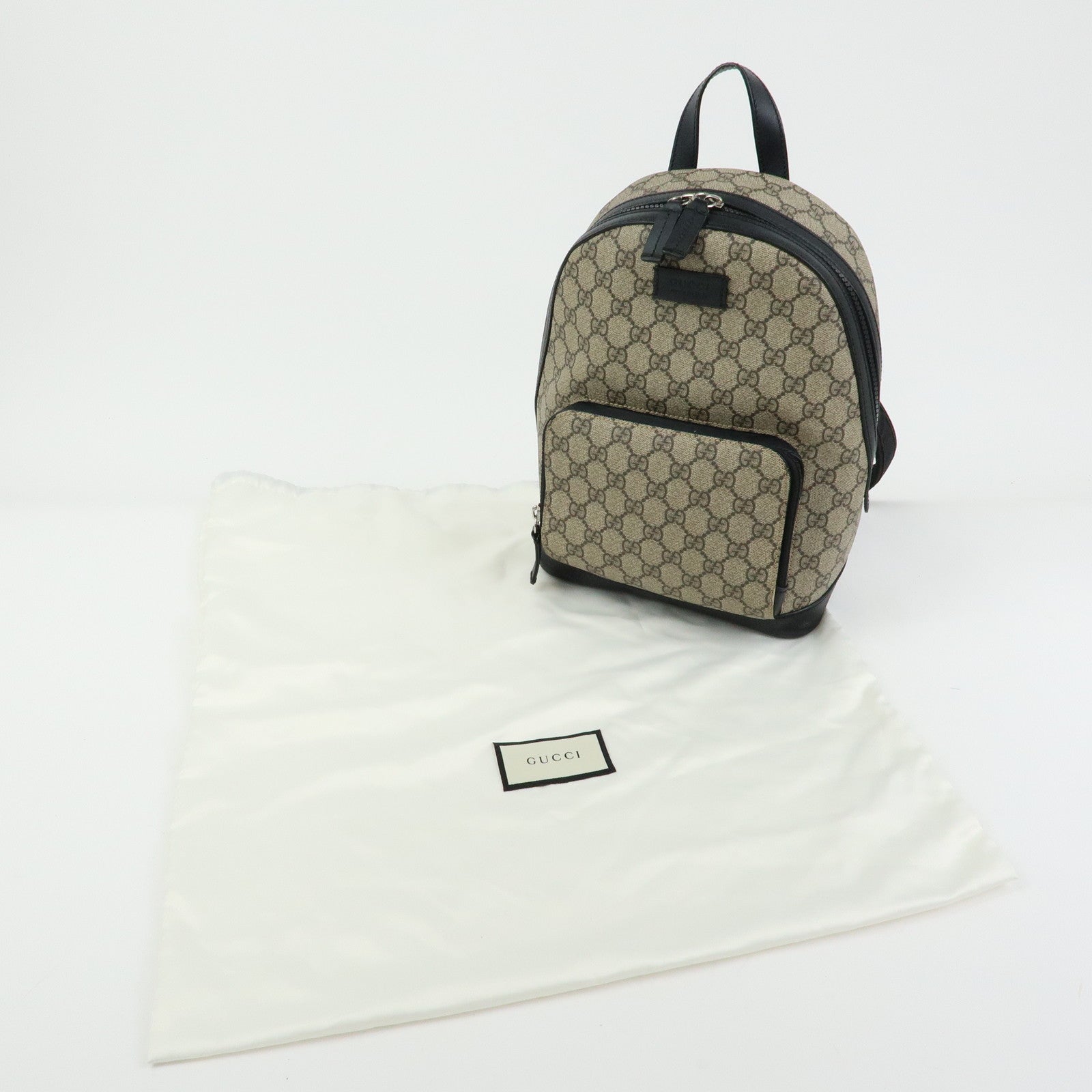 GUCCI GG Supreme Leather Backpack Rucksack Beige Black 429020