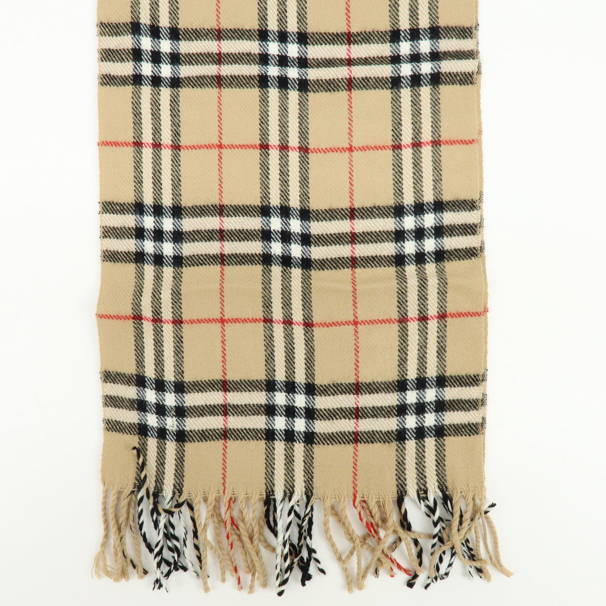 BURBERRY Nova Plaid Wool 100% Scarf Shawl Beige