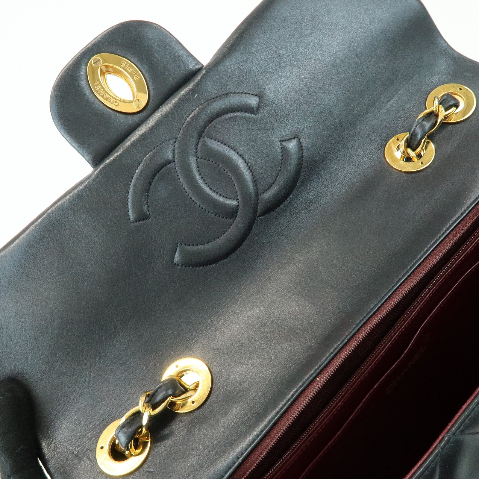 CHANEL Jumbo Matelasse 34 Lamb Skin Chain Shoulder Bag Black A01094
