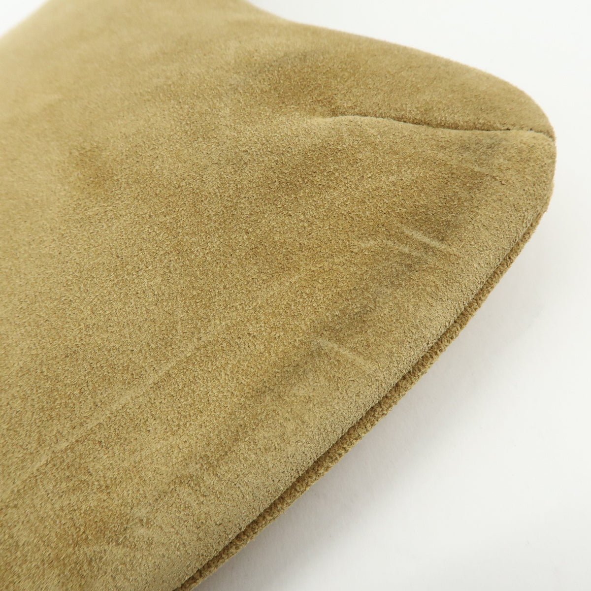 LOEWE Anagram Suede Accessory Pouch Makeup Bag Pouch Beige Gold