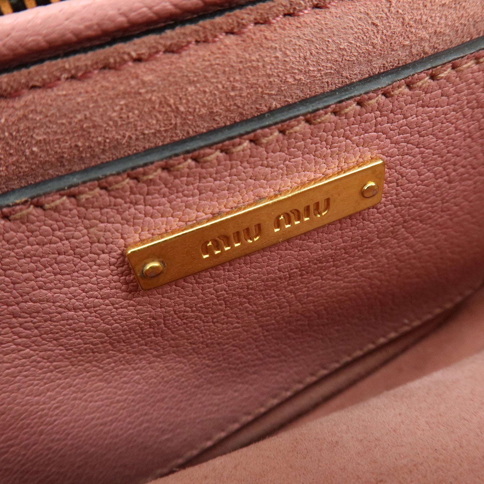 MIU MIU Madras Leather 2Way Bag Hand Bag Shoulder Bag Pink 5BH609