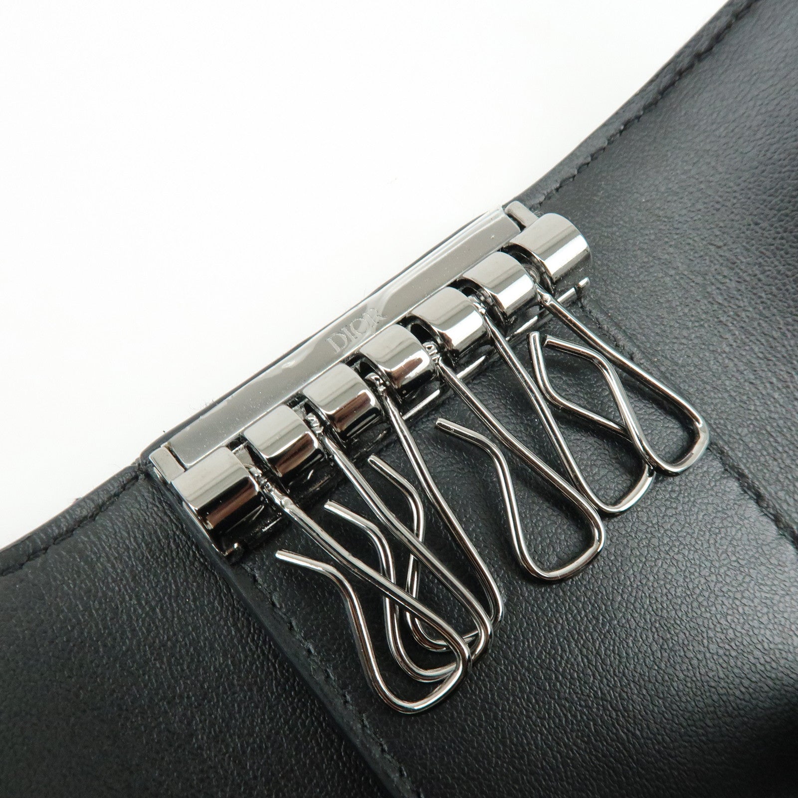 Christian Dior Oblique Canvas Leather 6 Rings Key Case Black