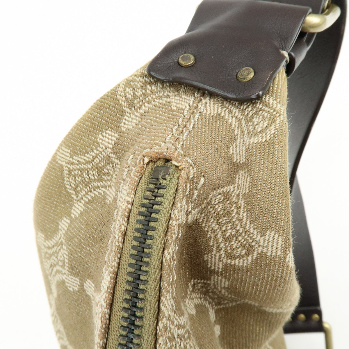 CELINE Macadam Canvas Leather Shoulder Bag Crossbody Bag Beige