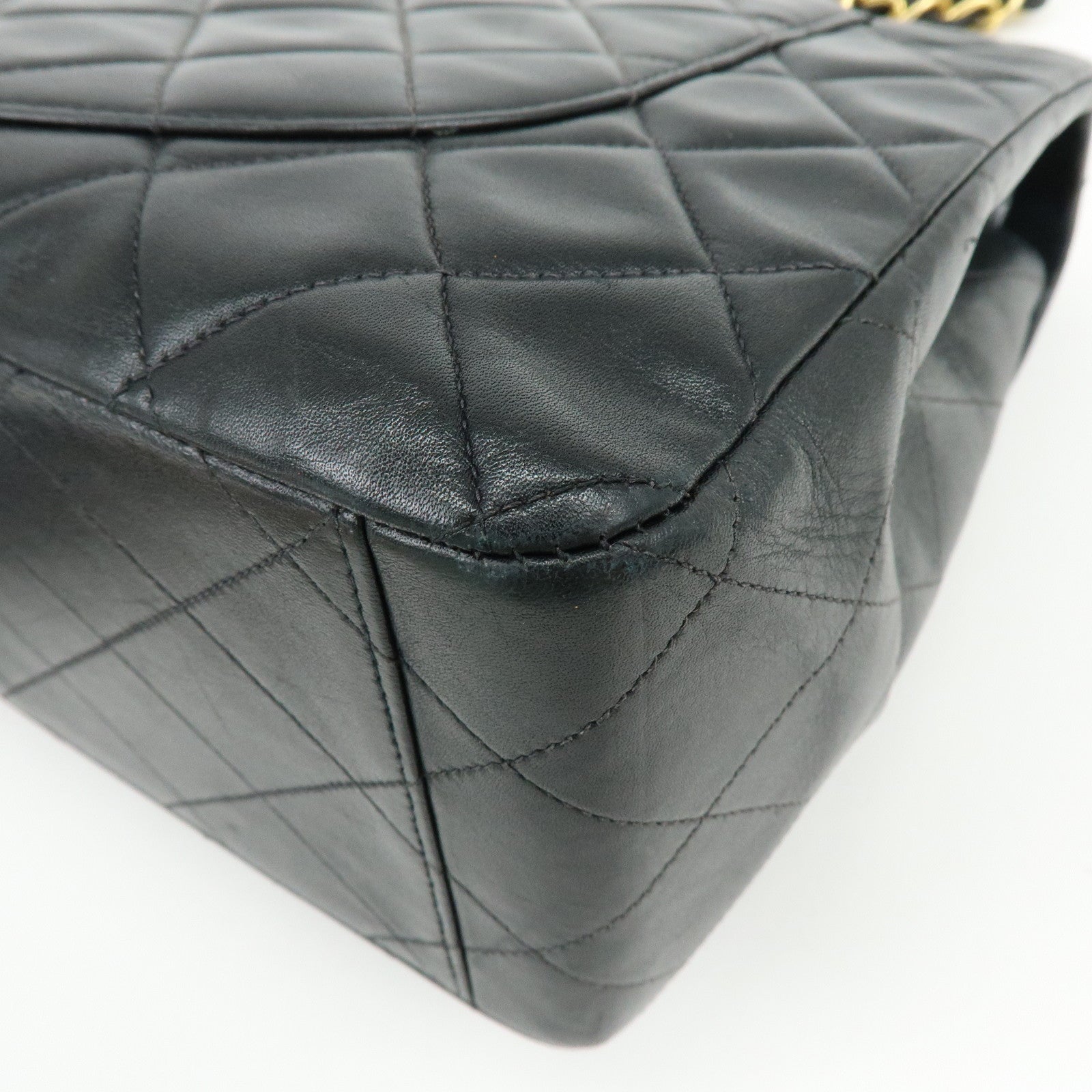 CHANEL Jumbo Matelasse 34 Lamb Skin Shoulder Bag Black A01094