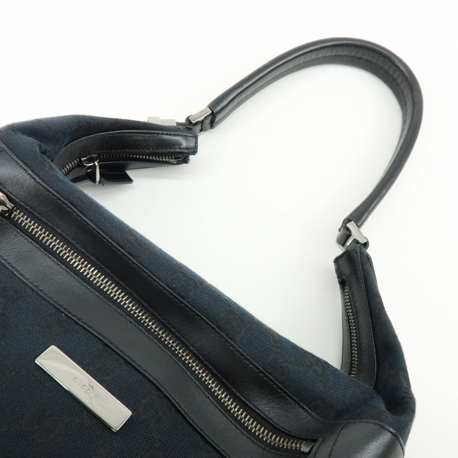 GUCCI GG Monogram Canvas Leather Shoulder Bag Black 001・4298