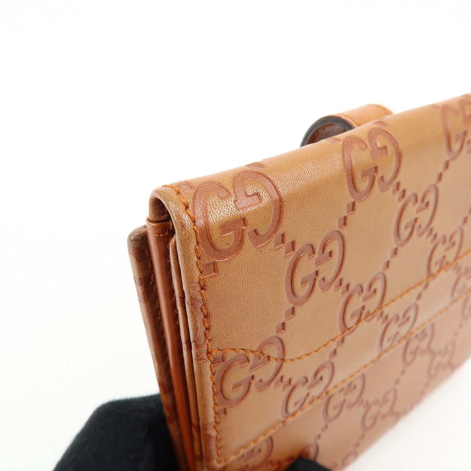 GUCCI New Jackie Guccissima Leather Compact Wallet Brown 141435