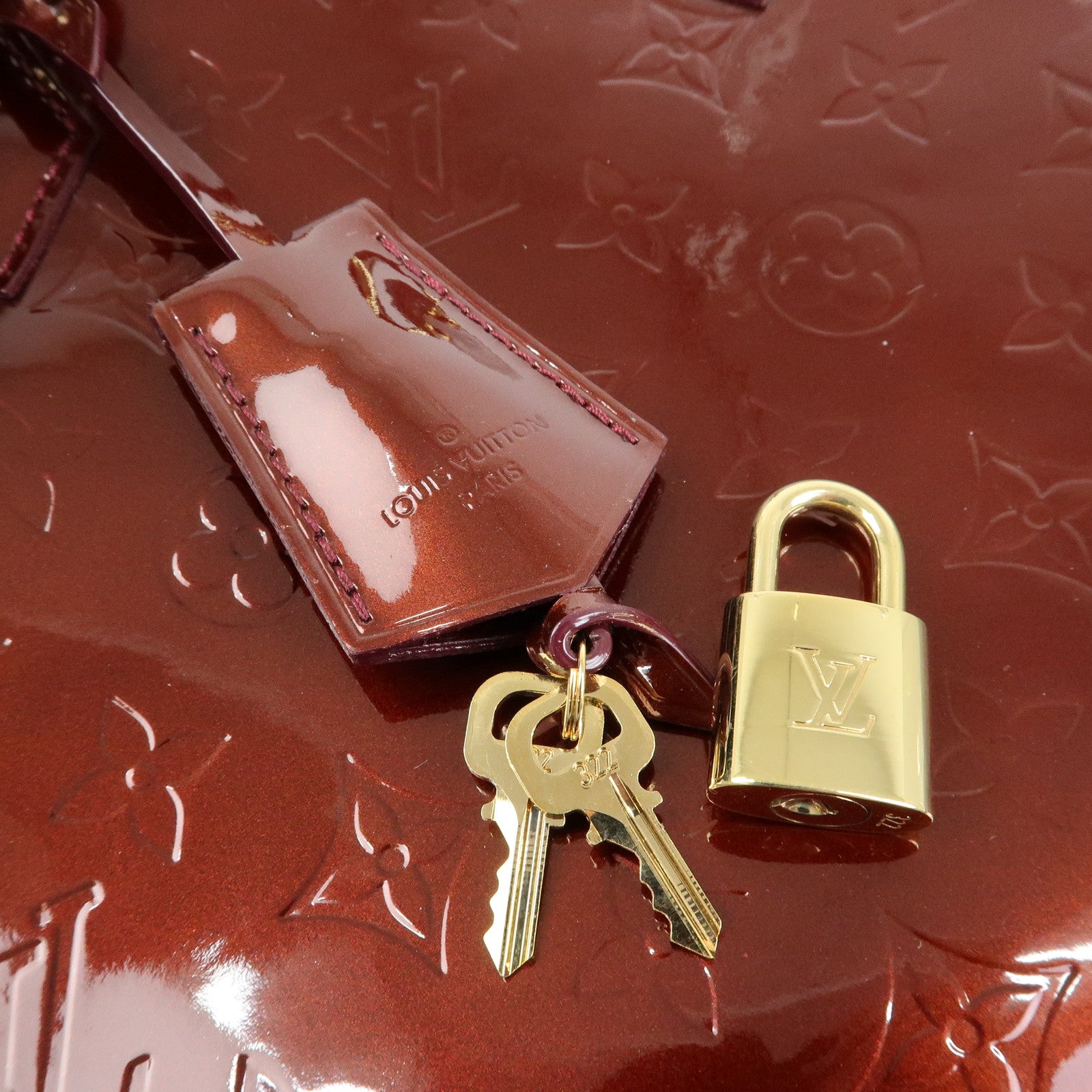 Louis Vuitton Monogram Vernis Alma PM Hand Bag Rouge Fauviste M91691