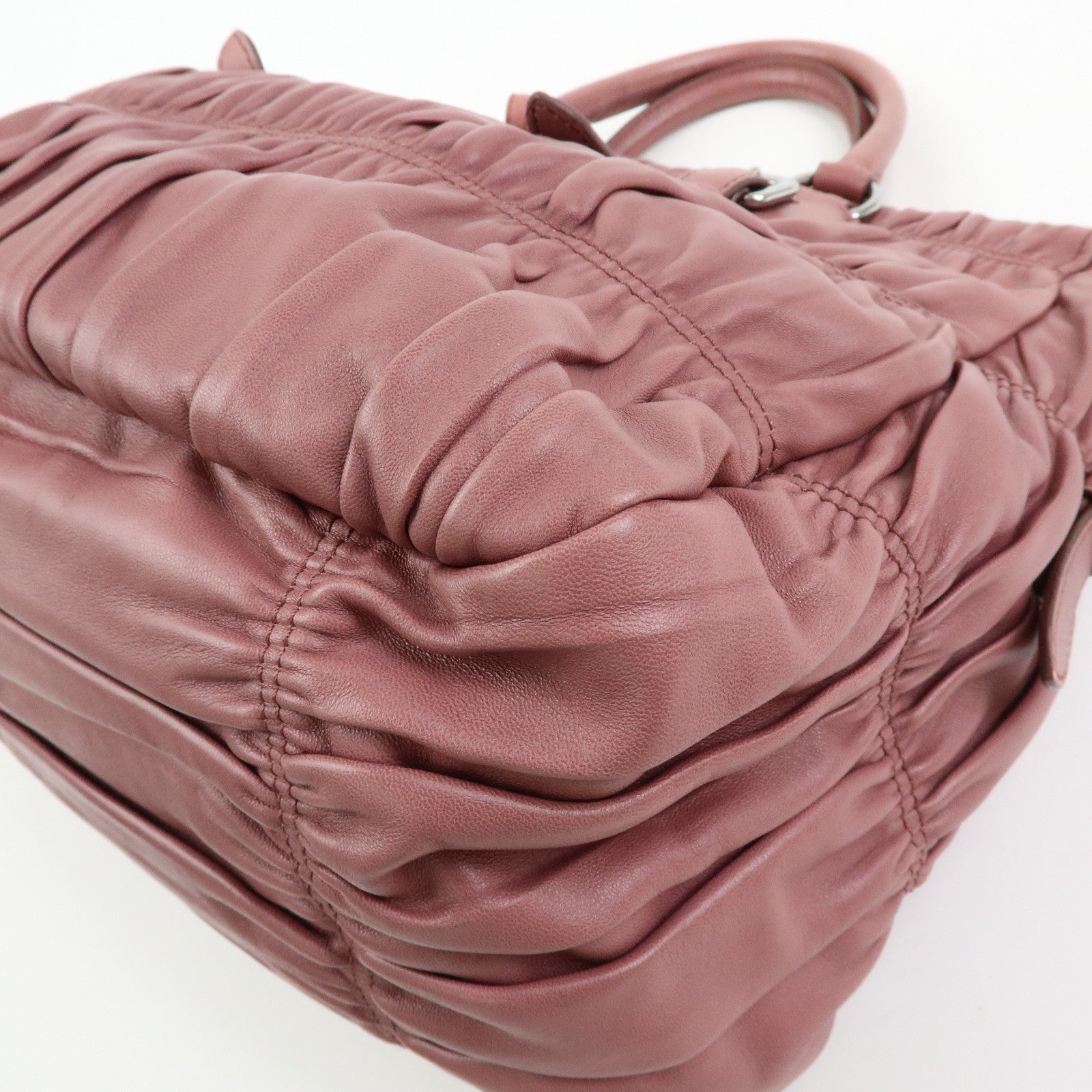 PRADA Logo Nappa Leather 2Way Bag Hand Bag Shoulder Bag Pink