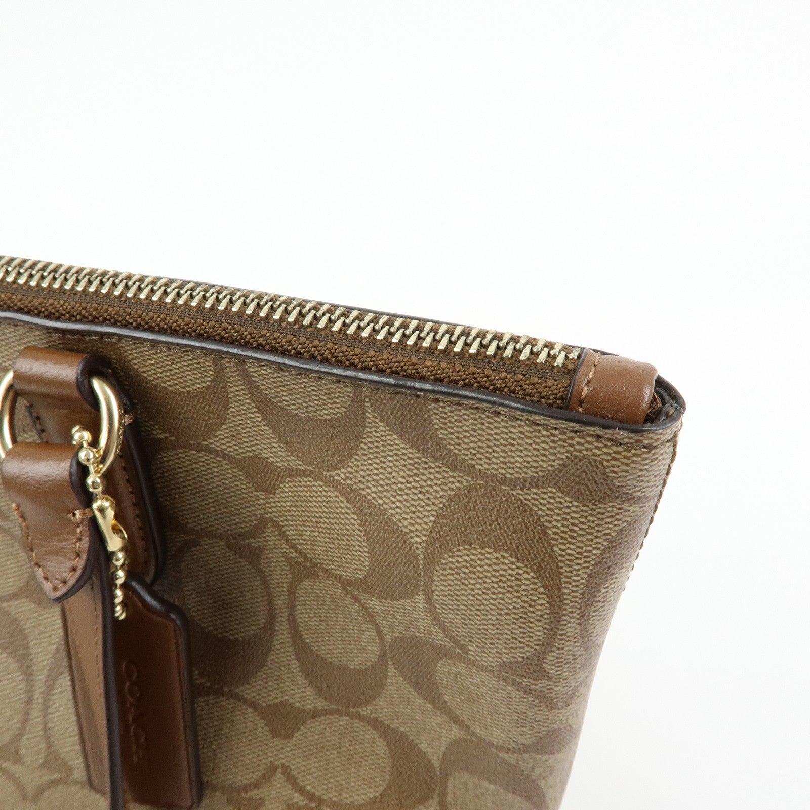 COACH Signature PVC Leather Tote Bag Hand Bag Brown F29208