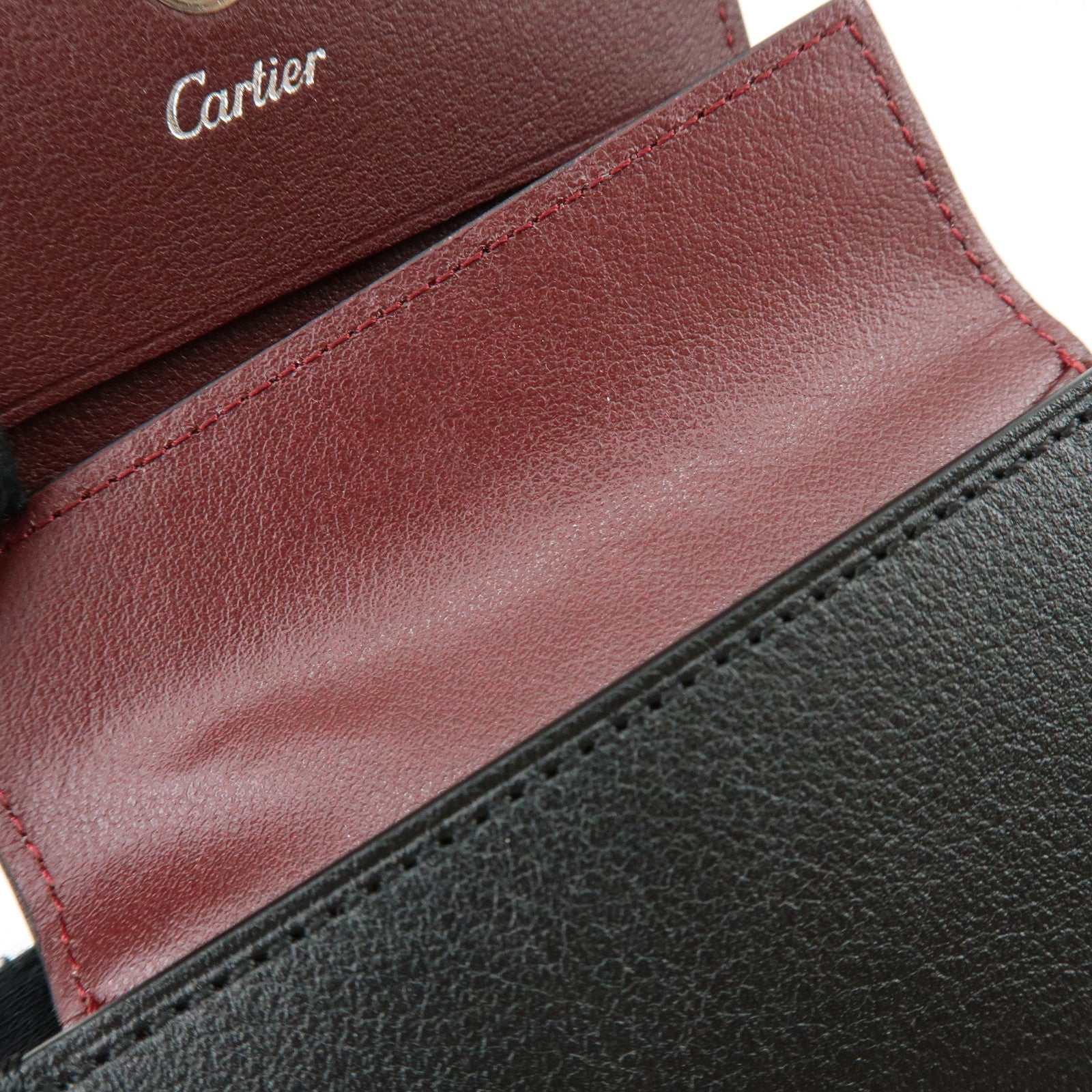 Cartier Must De Cartier Leather Coin Case Coin Purse Black