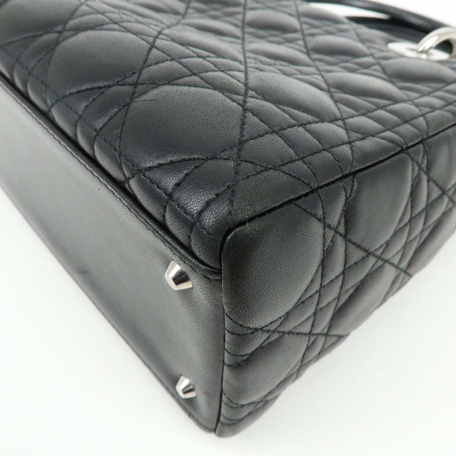 Christian Dior Lady Dior Cannage Leather 2Way Hand Shoulder Bag Black