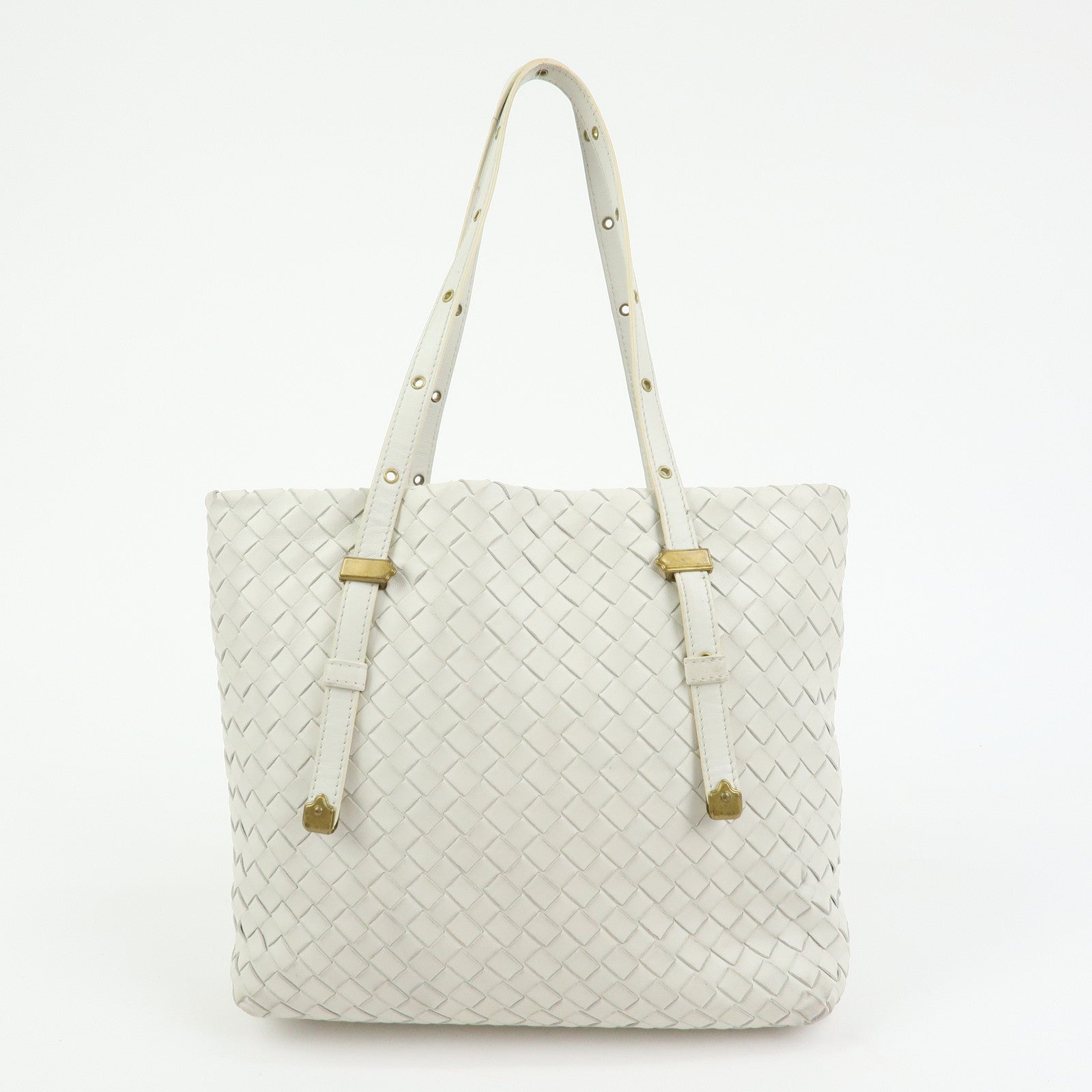 BOTTEGA VENETA Intrecciato Leather Hand Bag Mini Tote Bag White 162937
