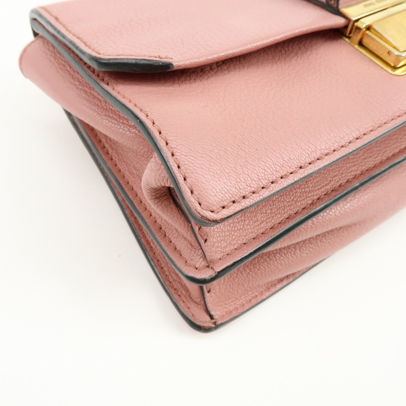 MIU MIU Madras Leather 2Way Bag Hand Bag Shoulder Bag Pink 5BH609