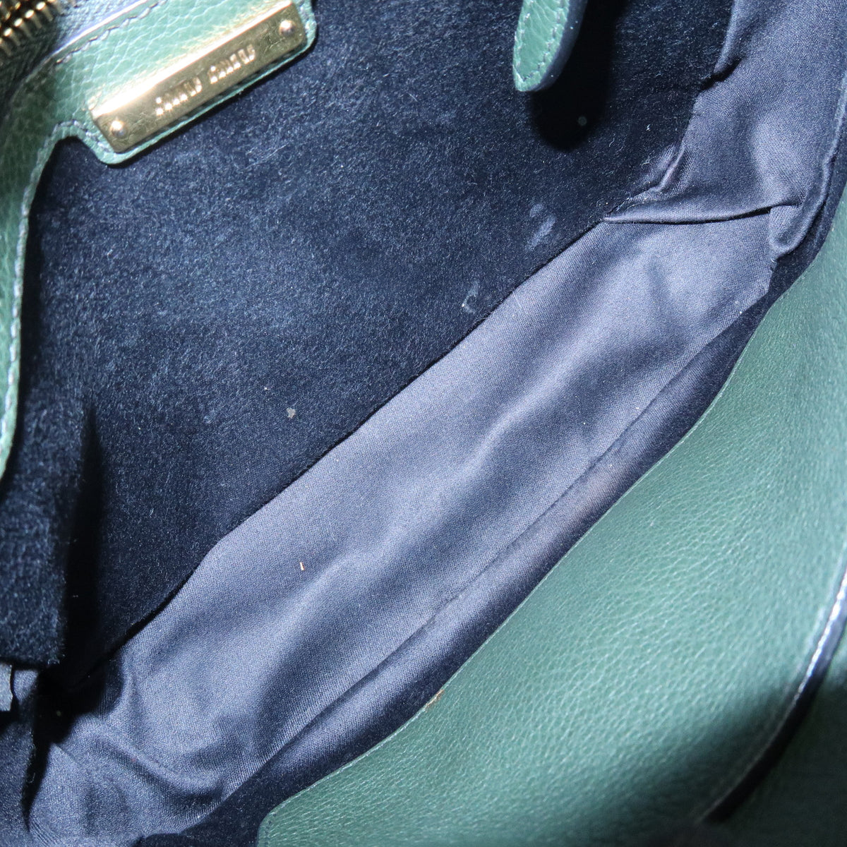 MIU MIU Madras Leather Shoulder Bag Dark Green RT0638
