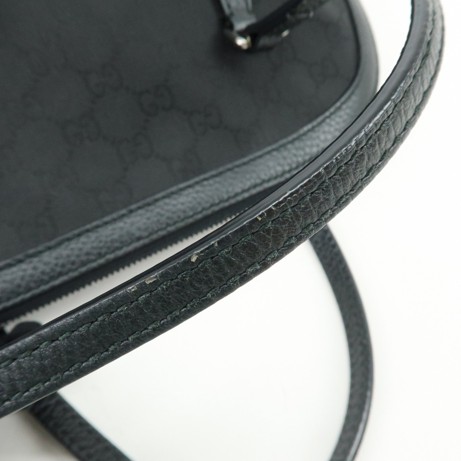 GUCCI GG Nylon Leather 2Way Bag Hand Shoulder Bag Black 420023