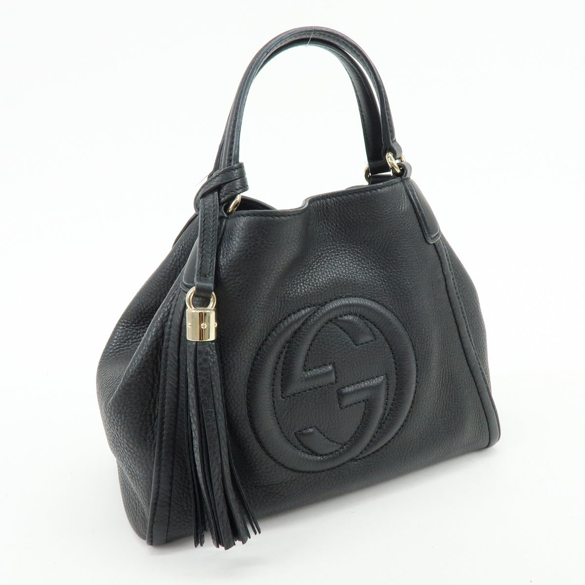 GUCCI SOHO Interlocking G Leather 2Way Bag Hand Bag Black 336751