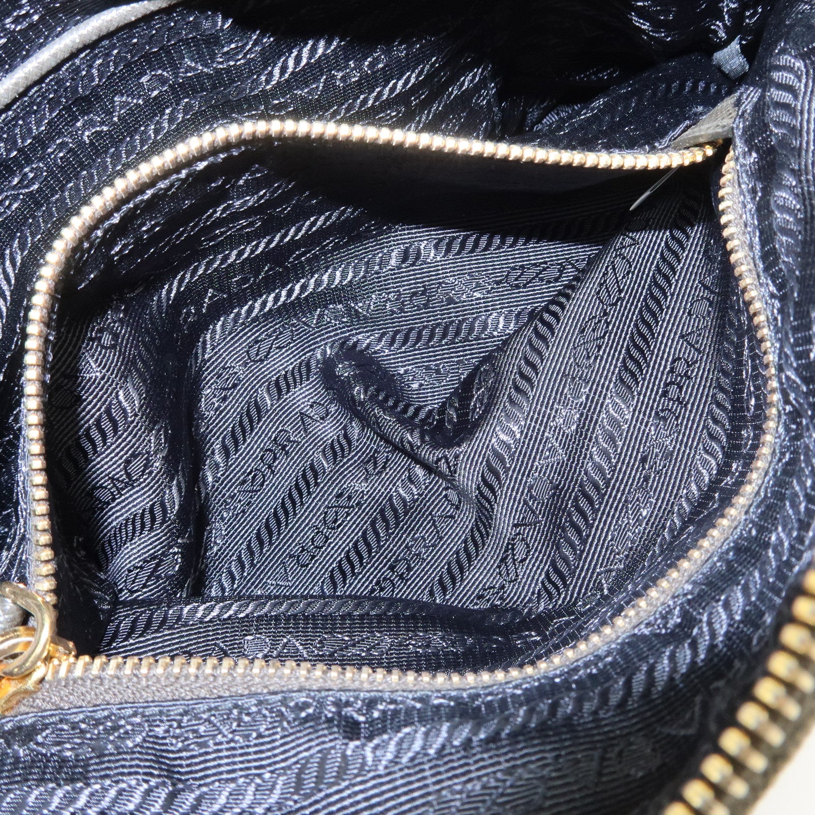 PRADA Triangle Logo Canvas Leather Cosmetic Pouch Khaki 1N1857 Used