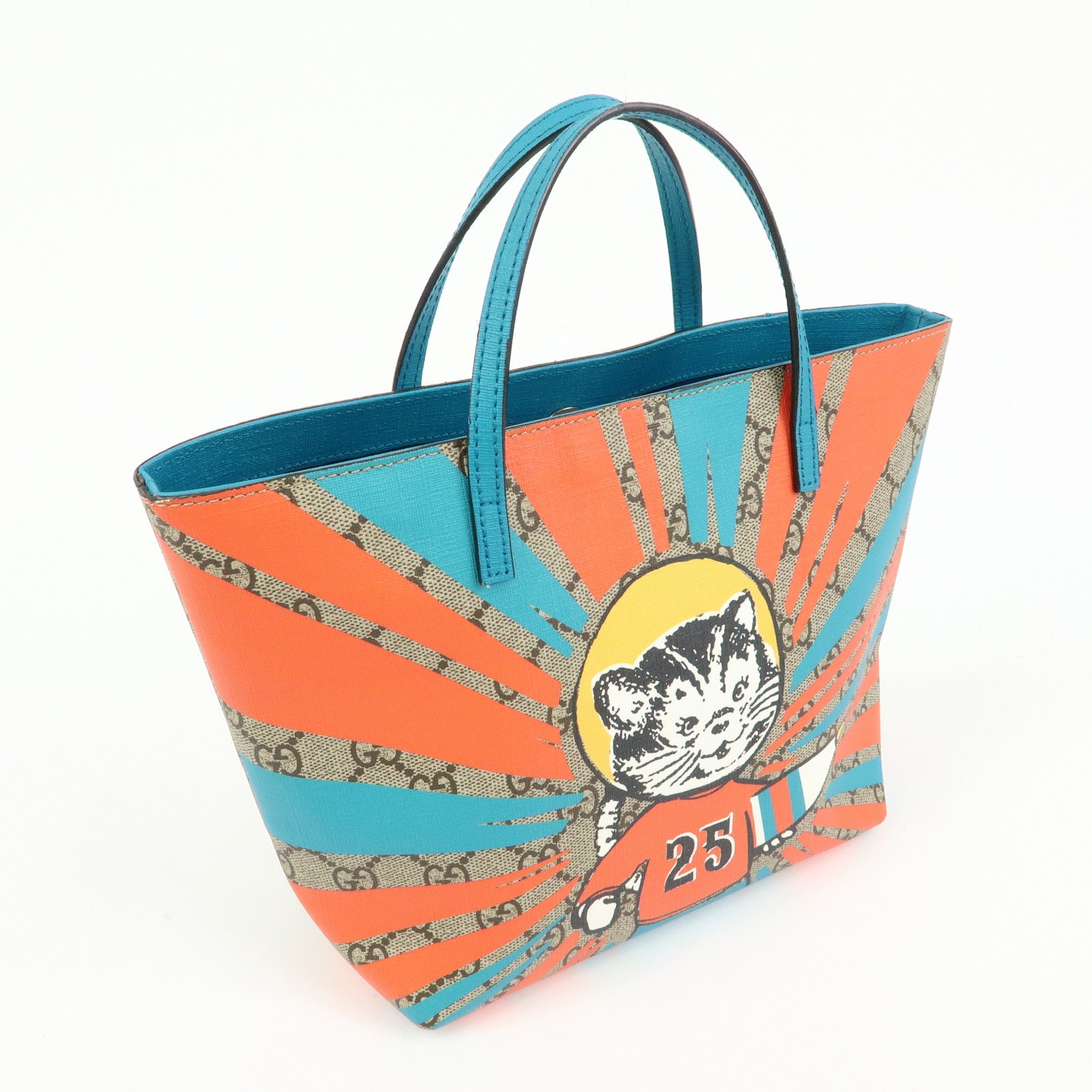 GUCCI Children's GG Supreme Tote Bag Hand Bag Space Cat Beige