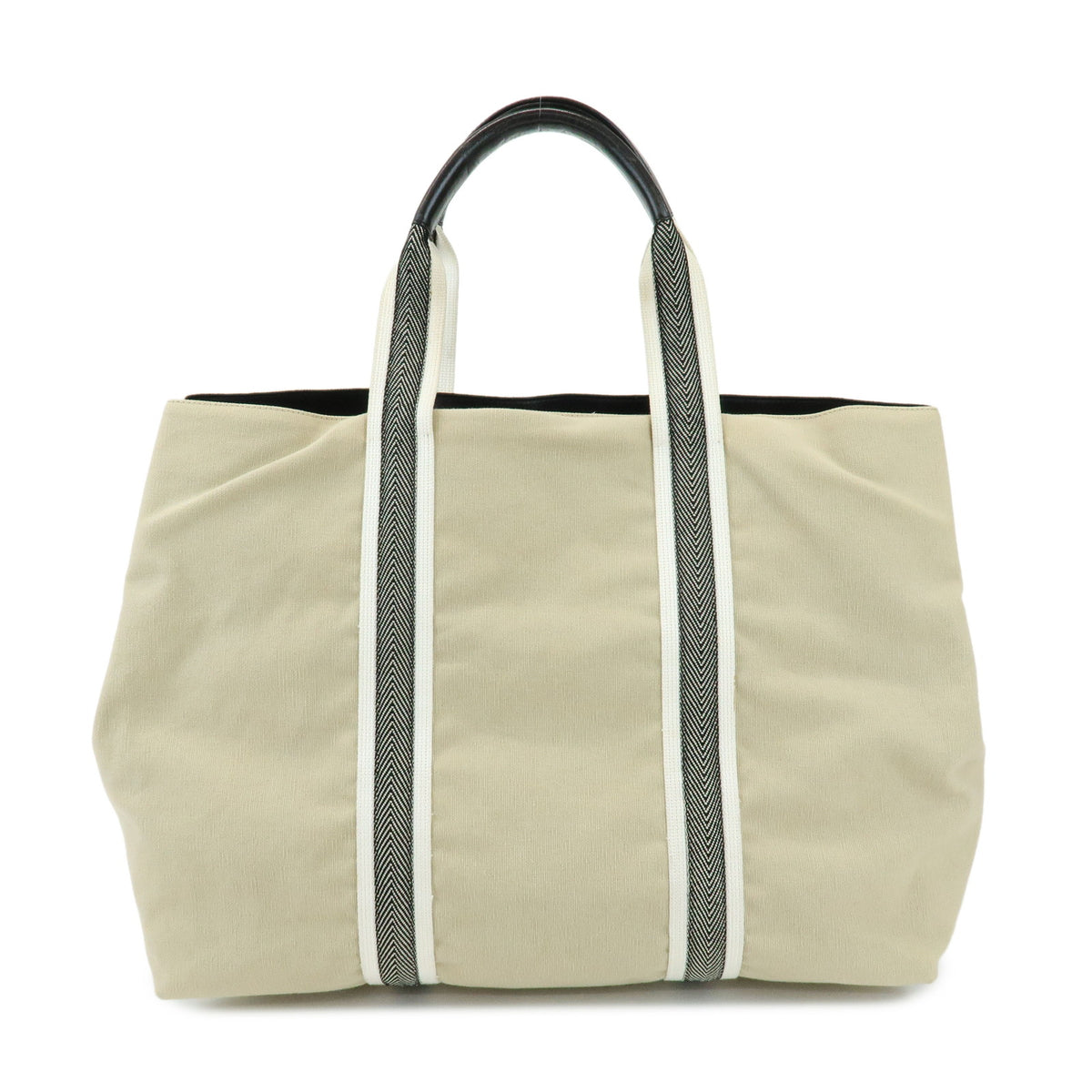 BOTTEGA VENETA Marco Polo Canvas Leather Tote Bag Beige White Black