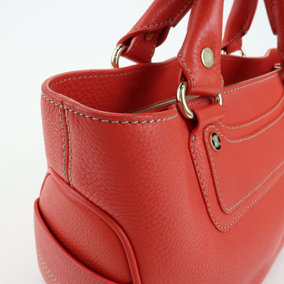 CELINE Boogie Bag Leather Hand Bag Tote Bag Red