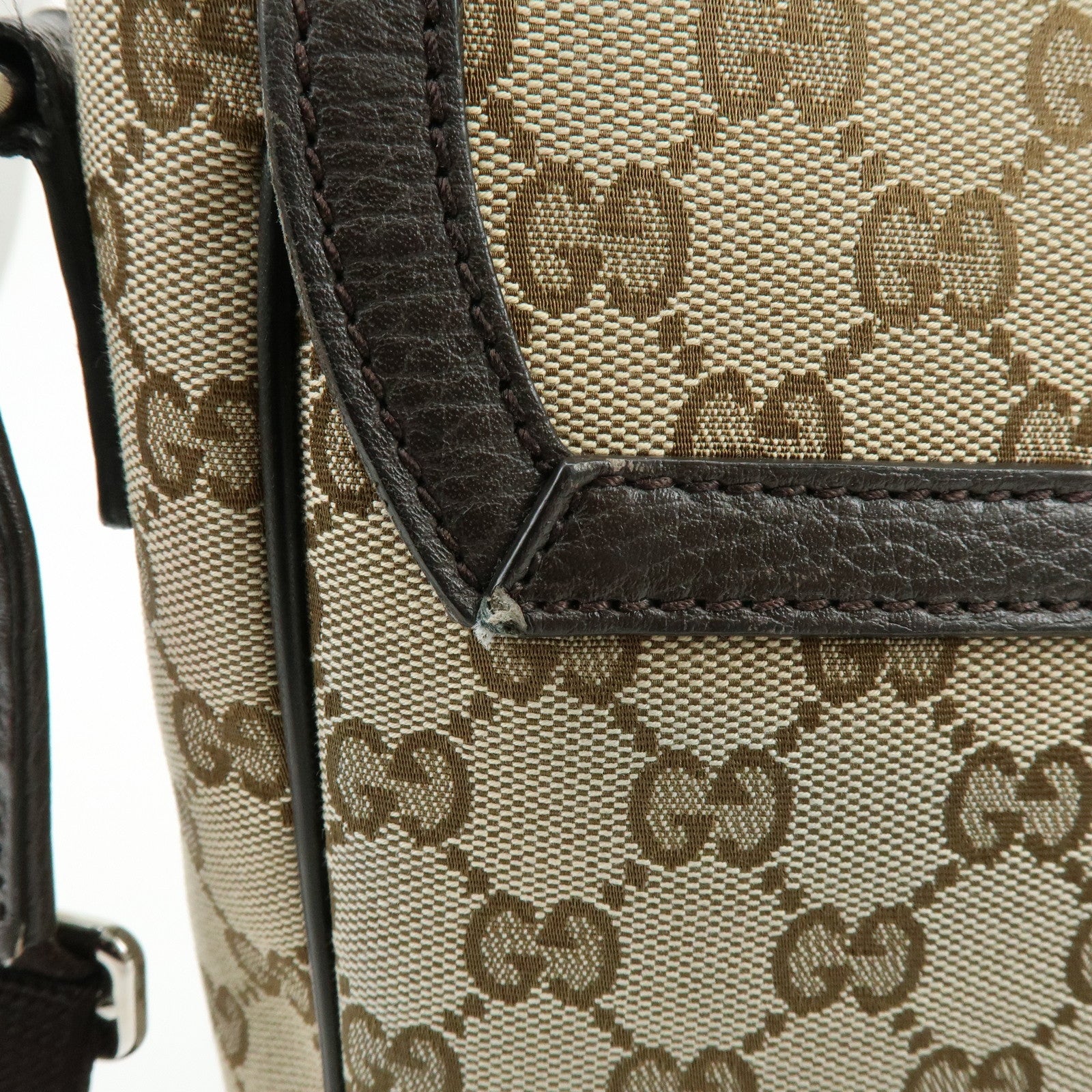 GUCCI GG Canvas Leather Shoulder Bag Crossbody Bag Beige Brown 449171
