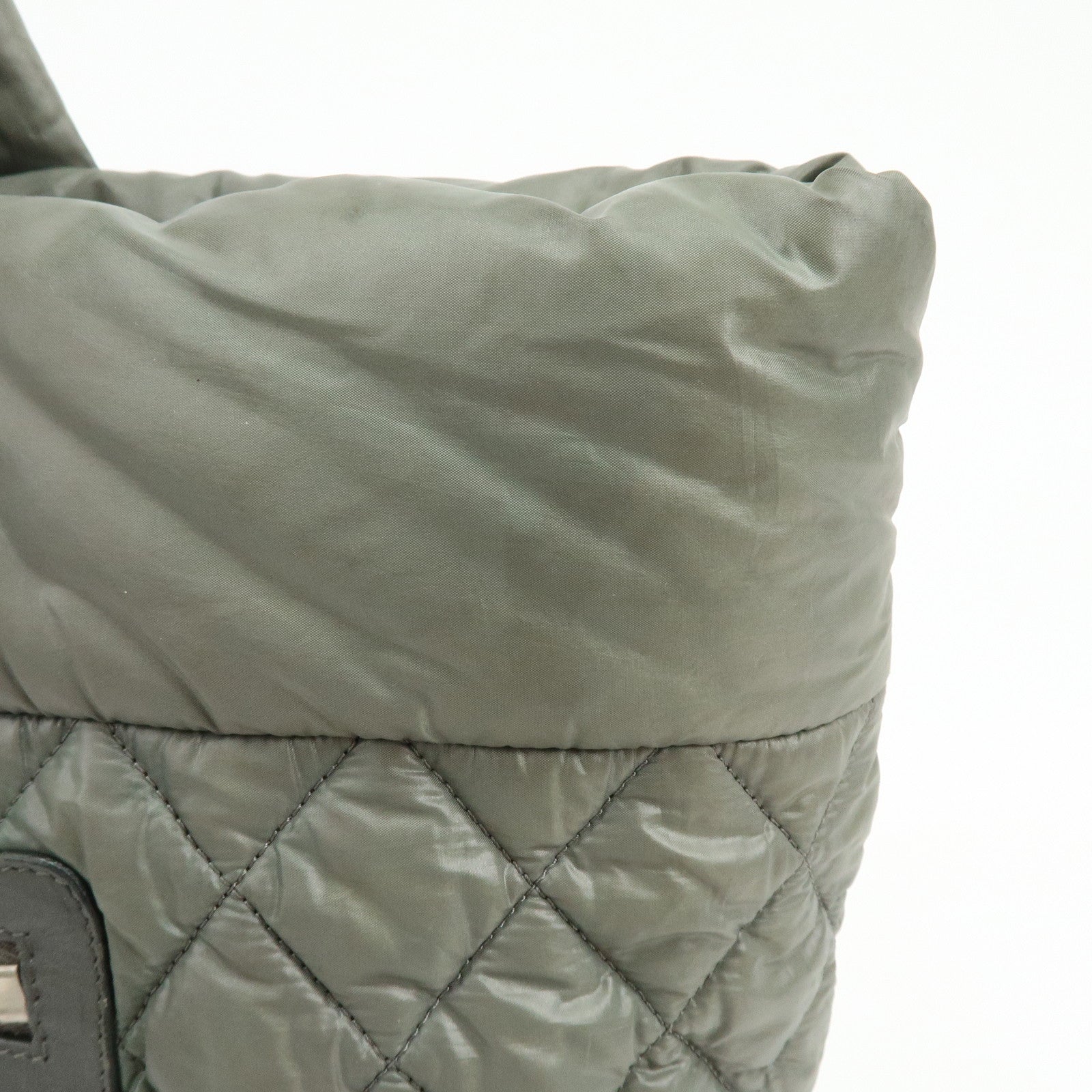 Chanel Nylon Leather Coco Cocoon Medium Tote Bag Khaki A48611