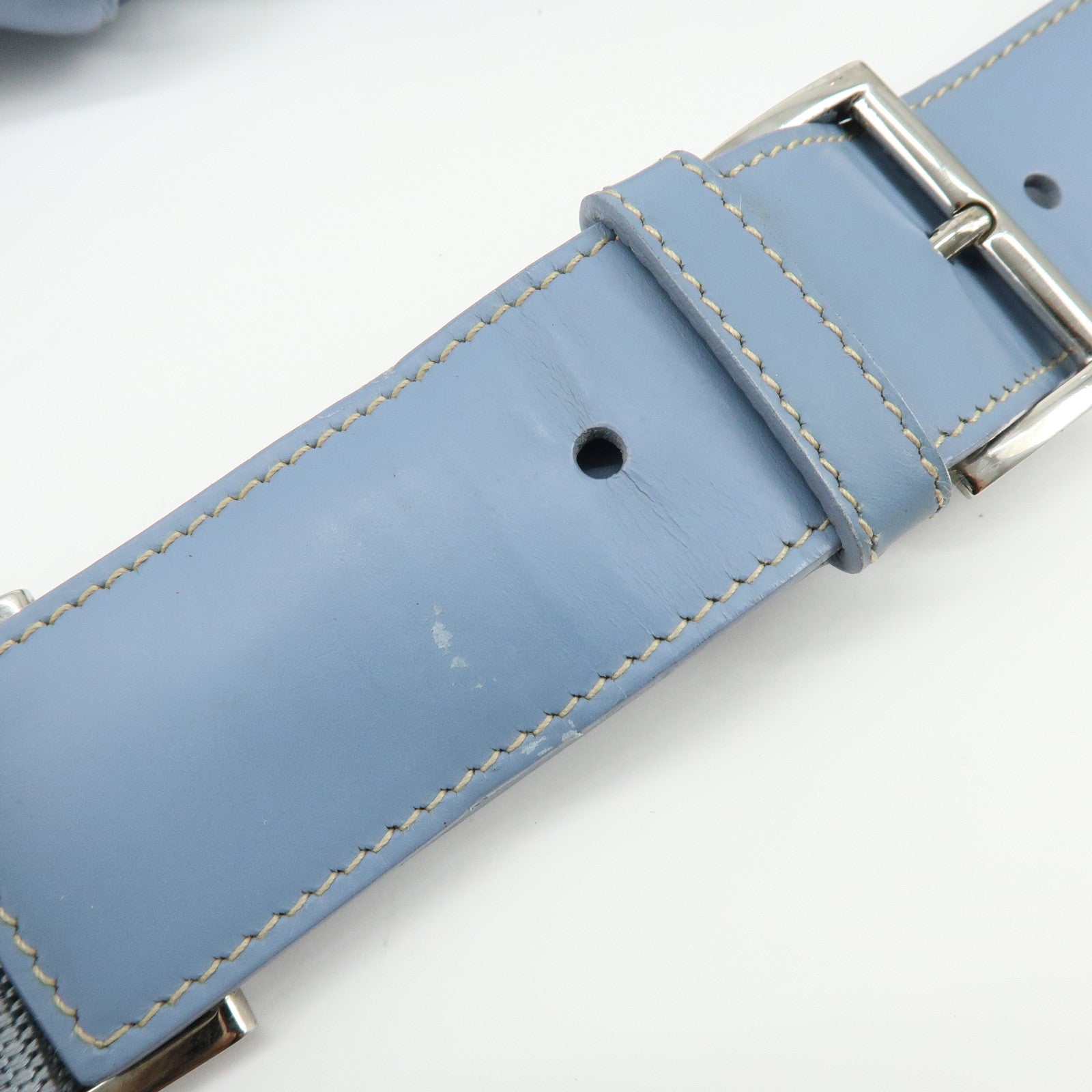 PRADA Triangle Logo Nylon Leather Waist Bag Body Bag Light Blue