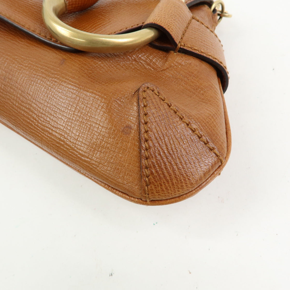 GUCCI Horsebit Leather Chain Shoulder Bag Hand Bag Brown 120134