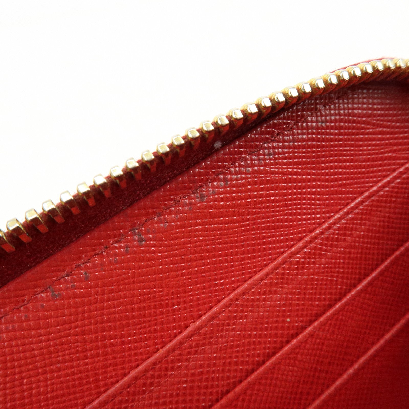 PRADA Saffiano Leather Cherry Round Zippy Long Wallet Red