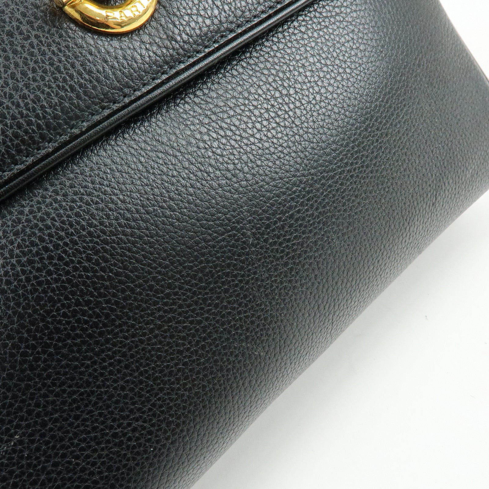 CELINE Leather 2WAY Bag Top Handle Bag Shoulder Bag Black