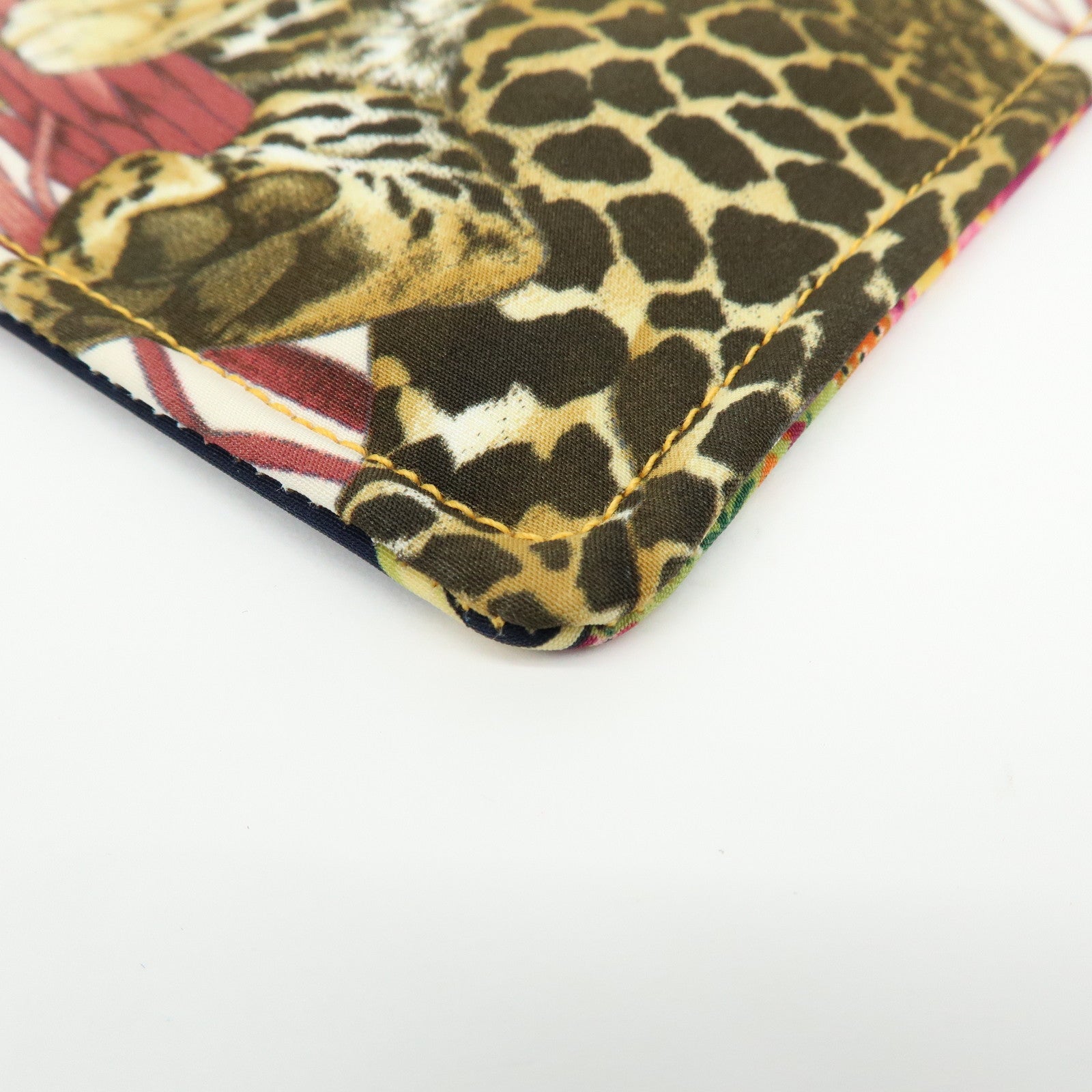 Ferragamo Gancini Nylon Leopard Flat Pouch Beige Pink