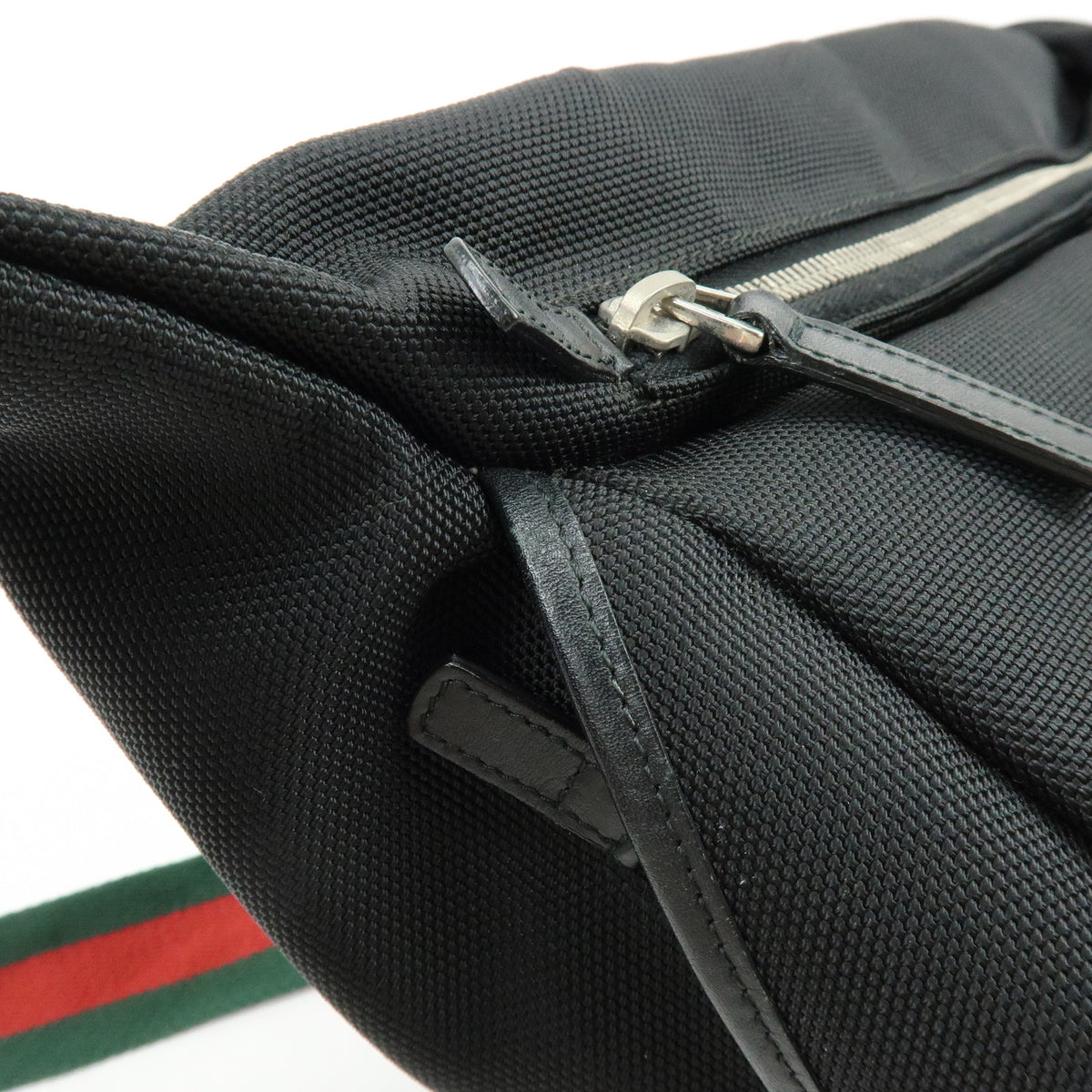 GUCCI Sherry Canavas Leather Waist Pouch Body Bag Black 353409