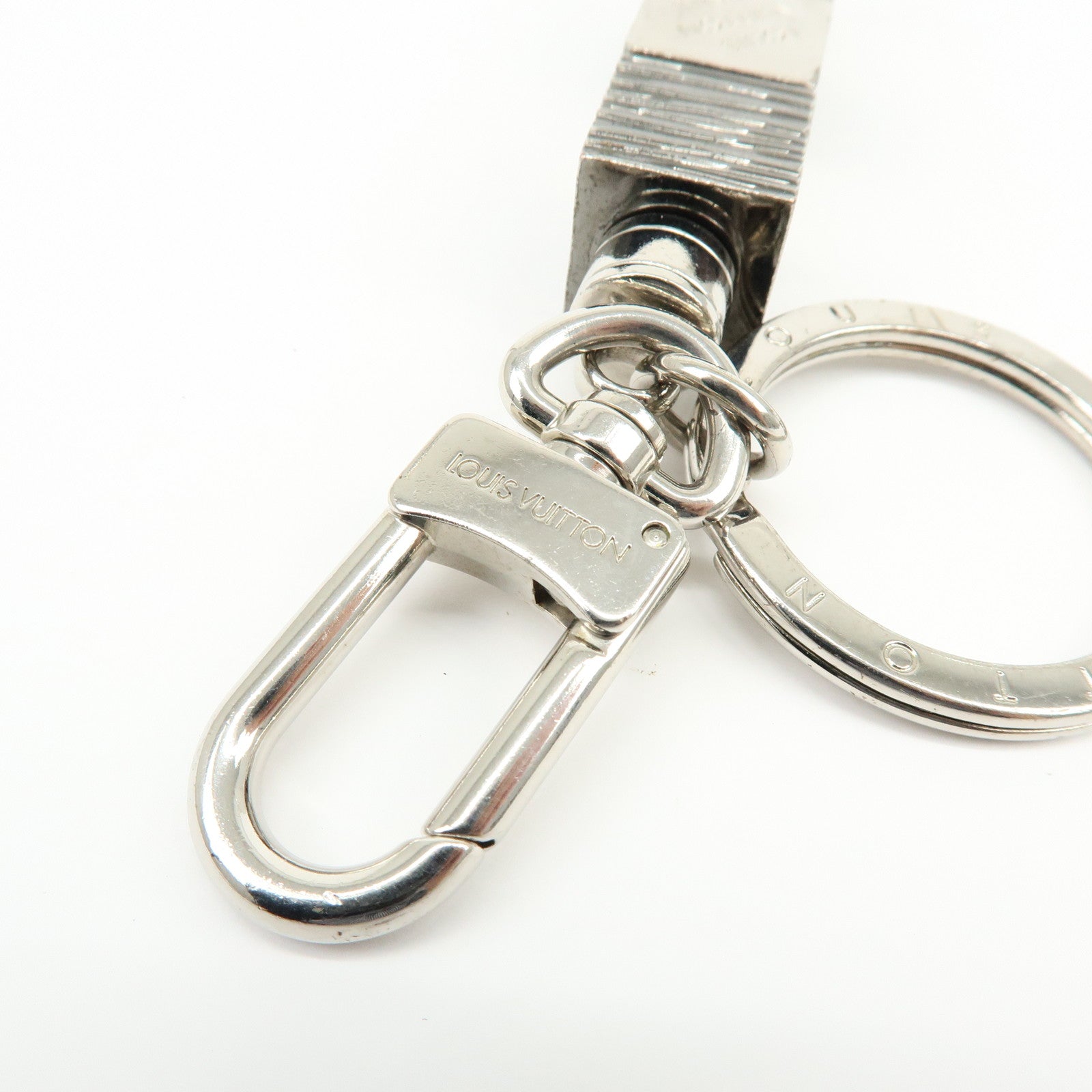 Louis Vuitton Porte Cles Cube Bag Key Charm Silver Gray M67142